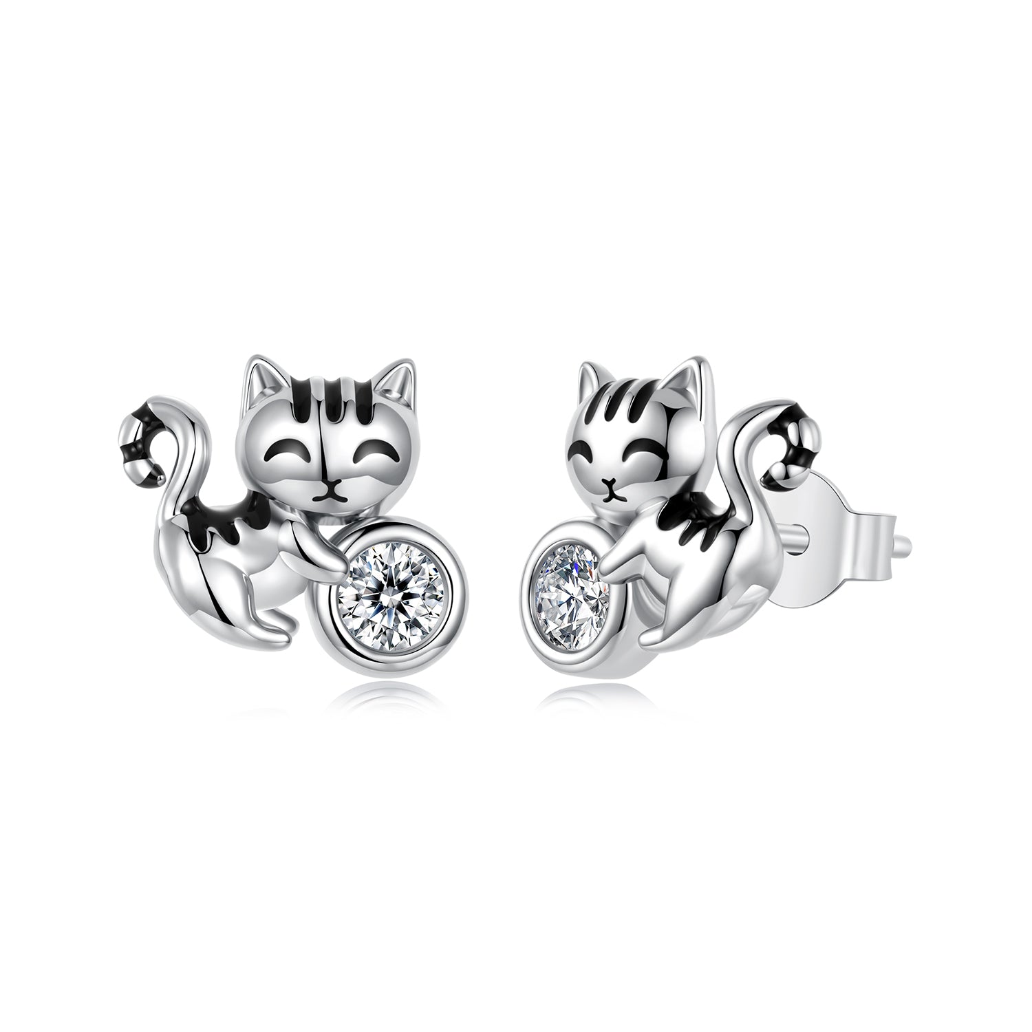 925 Sterling Silver Brass White Gold Plated Earrings with CZ for Women