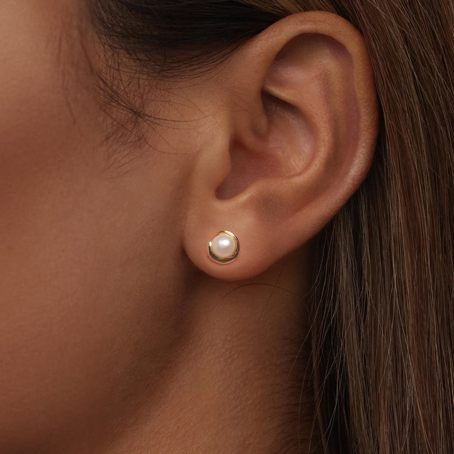 925 Sterling Silver Freshwater Pearl Gold Plated Earrings