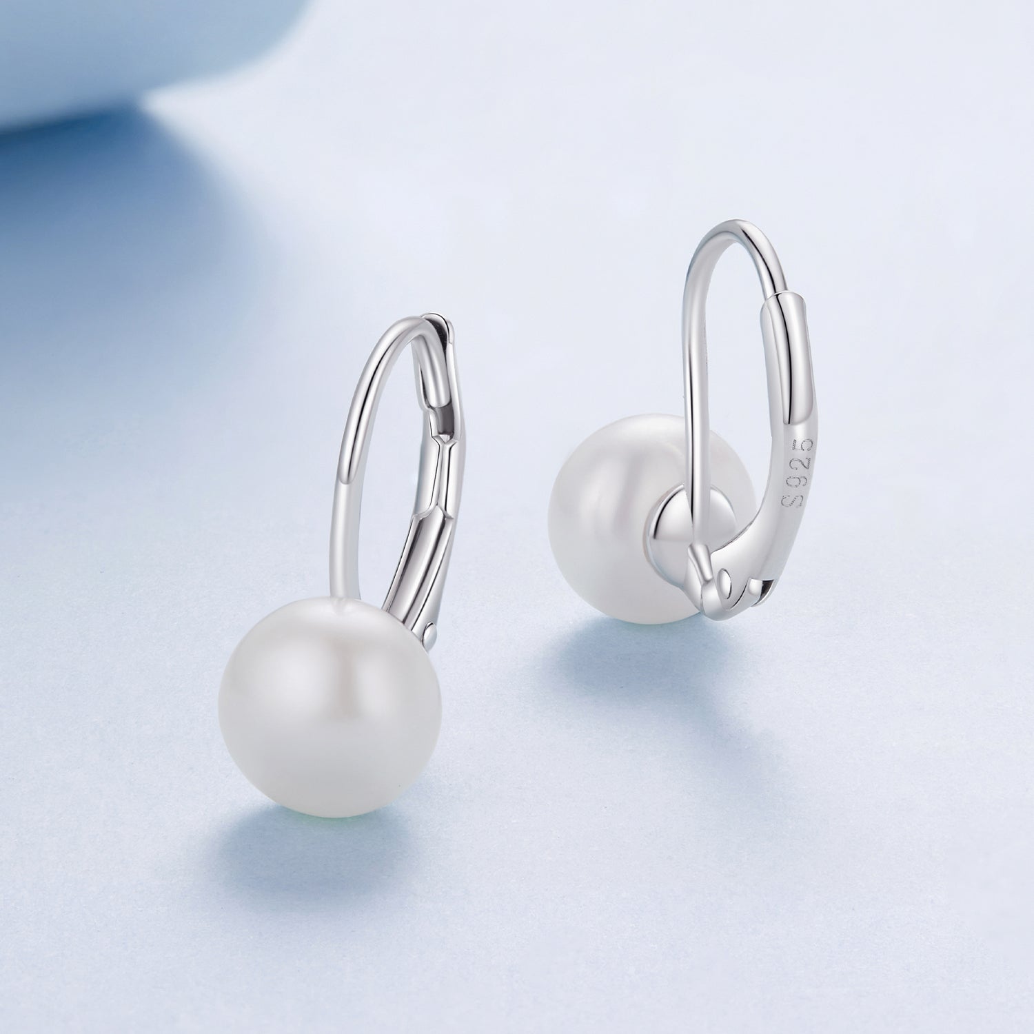 925 Sterling Silver White Gold Plated Freshwater Pearl Earrings for Women