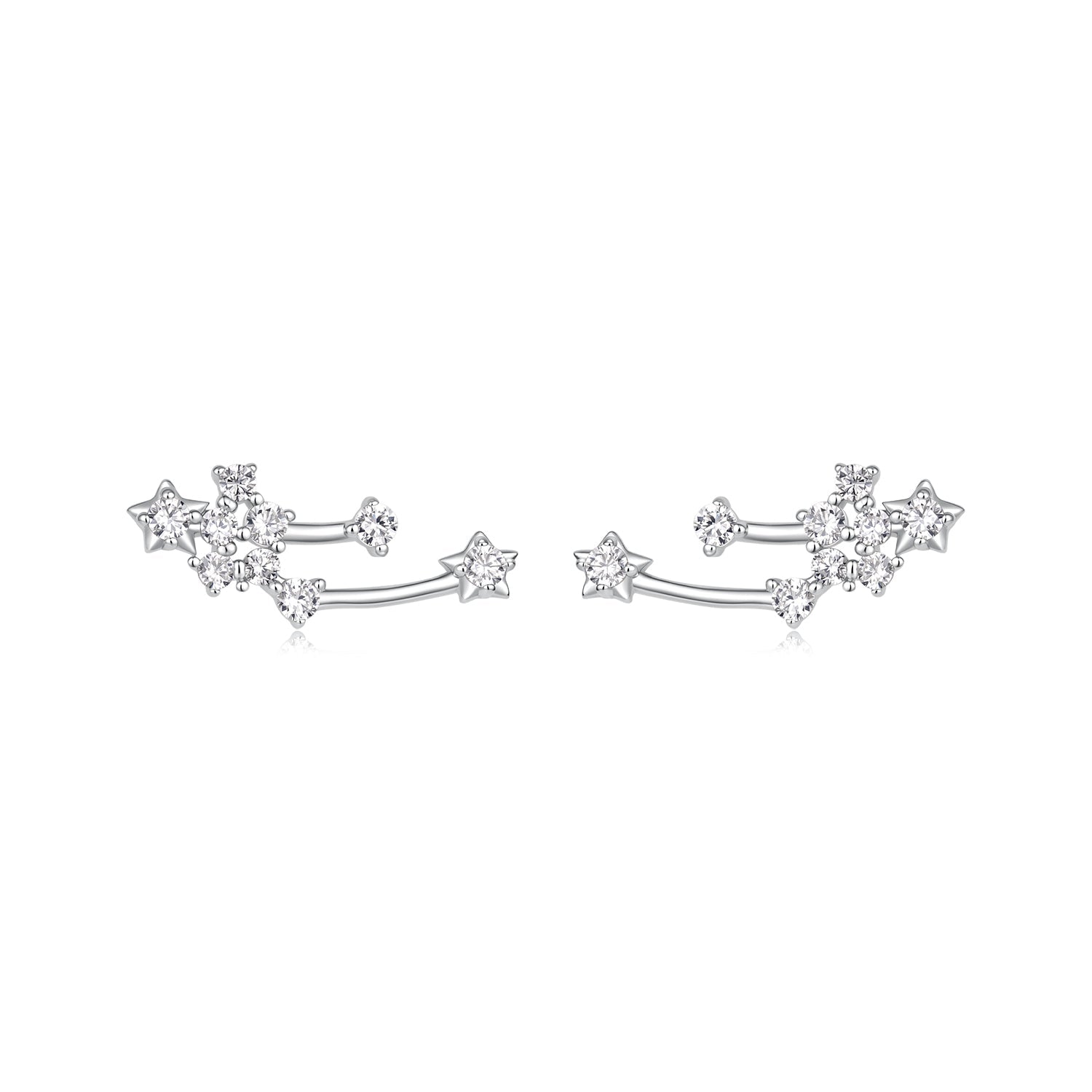 925 Sterling Silver & Brass White Gold Plated Earrings with CZ for Women