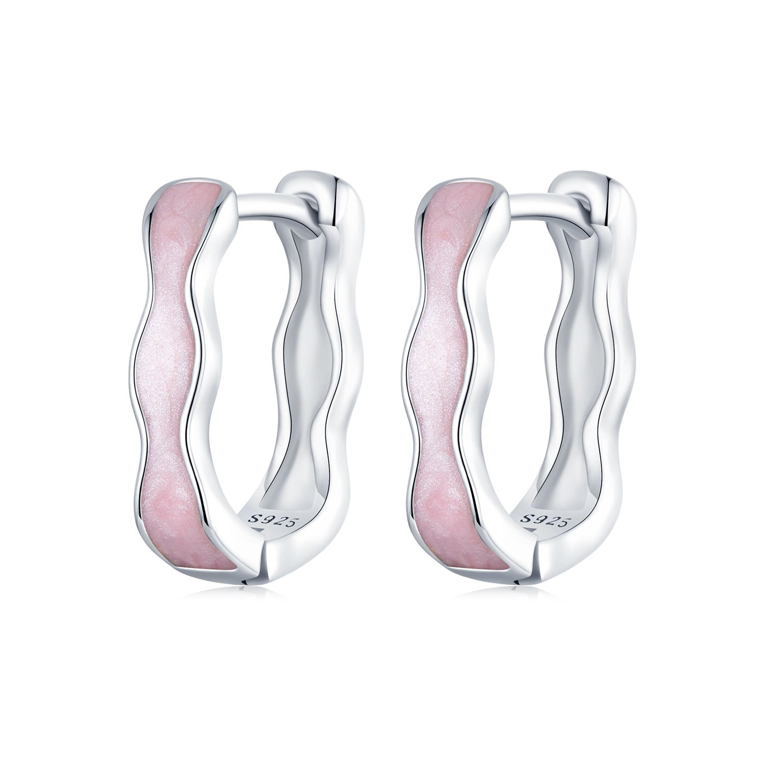 925 Sterling Silver Earrings with Enamel in White Gold Finish - 13*3mm for Women