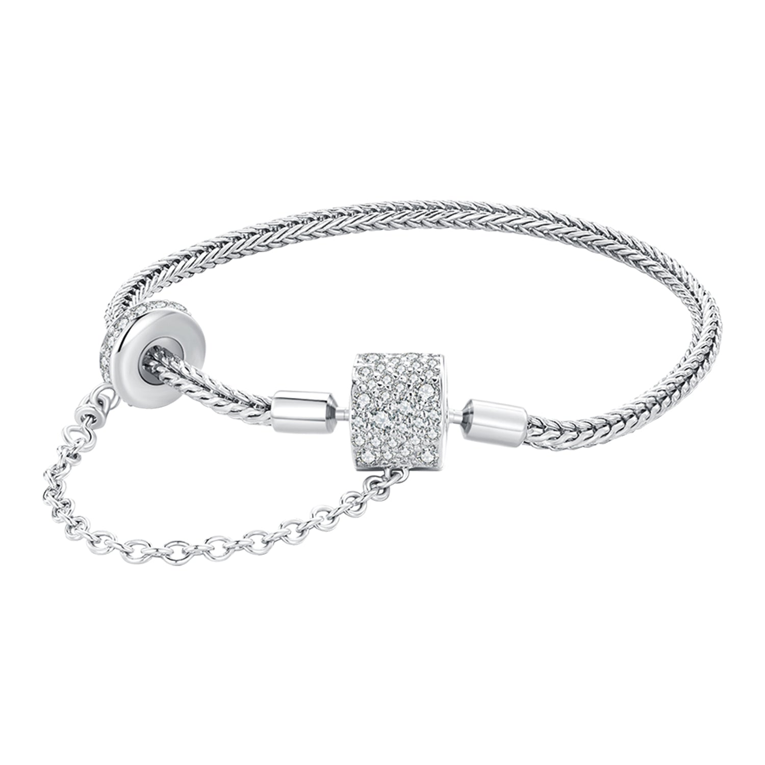 925 Sterling Silver Bracelet 17cm with Pavé Setting CZ for Women