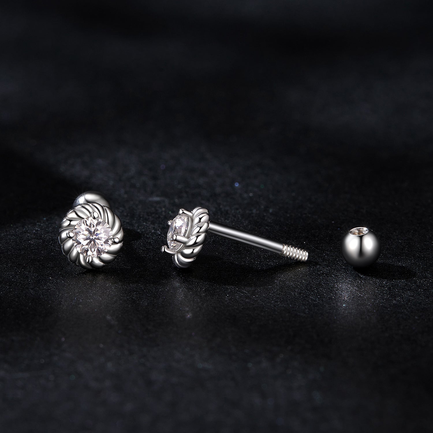 925 Sterling Silver 3mm Moissanite Earrings for Women