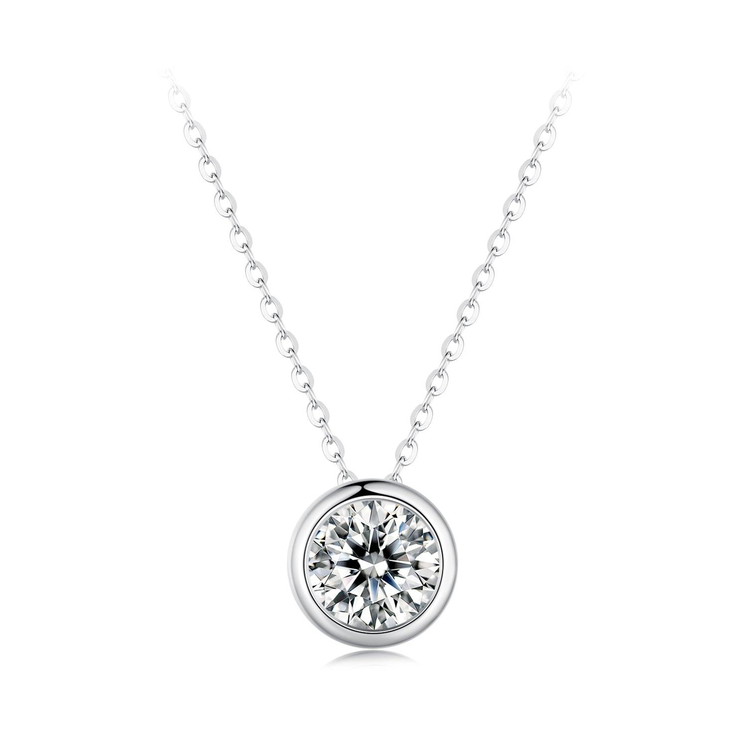 S925 Sterling Silver Moissanite Necklace 400mm with 1ct Moissanite for Women