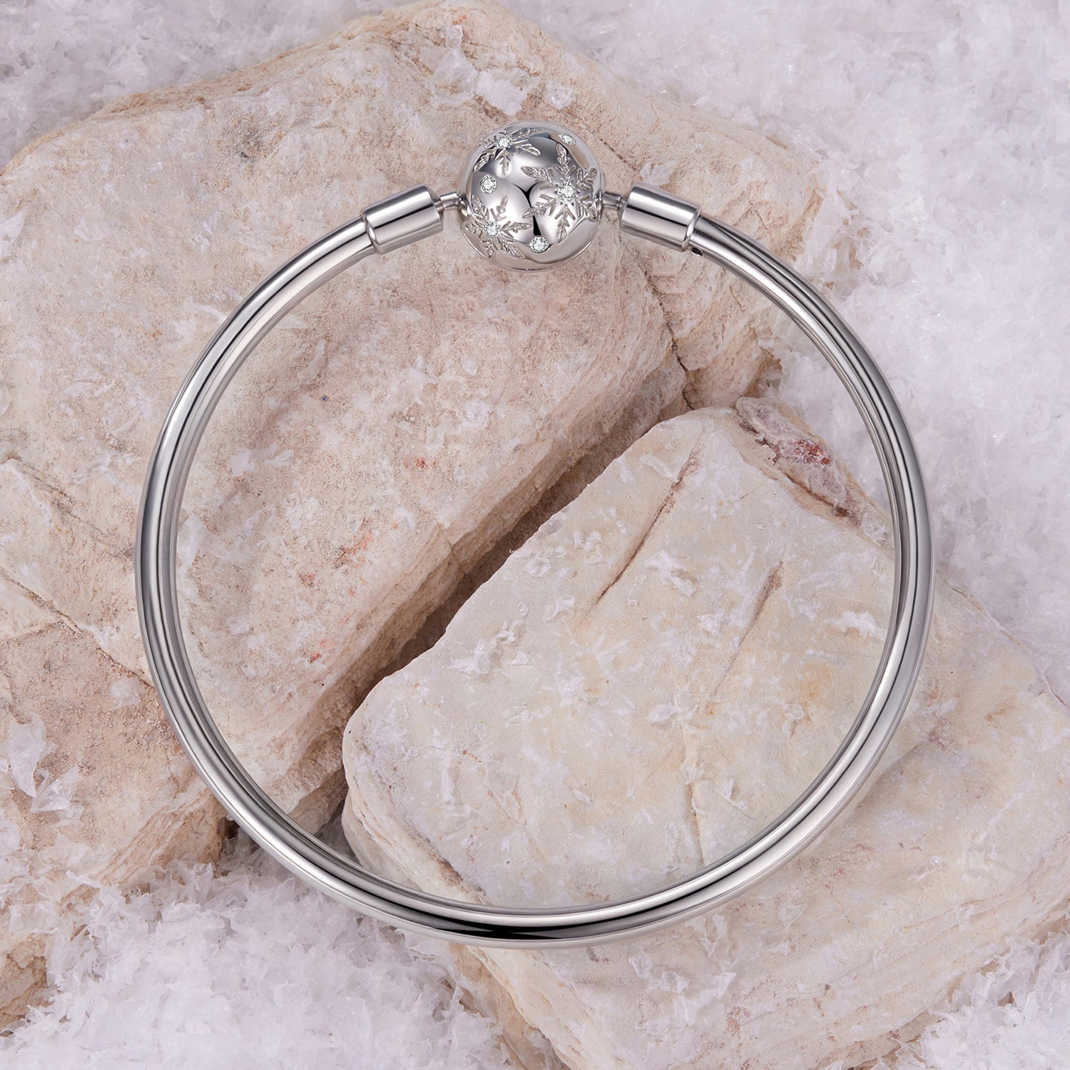 925 Sterling Silver Pavé Setting CZ Bracelet with White Gold Plating for Women - Size 17.0