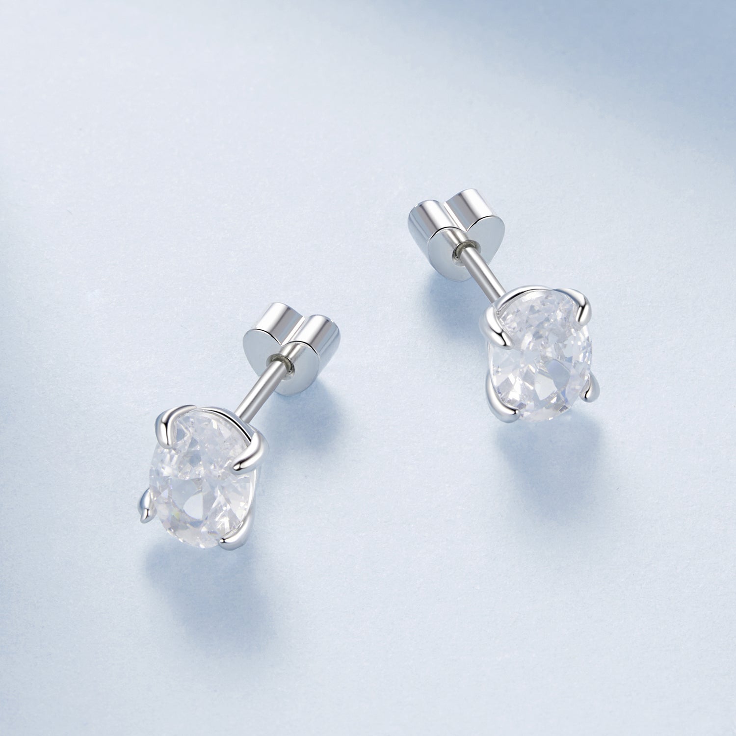 925 Sterling Silver Earrings with Pavé Setting CZ, 0.7*0.5cm, for Women