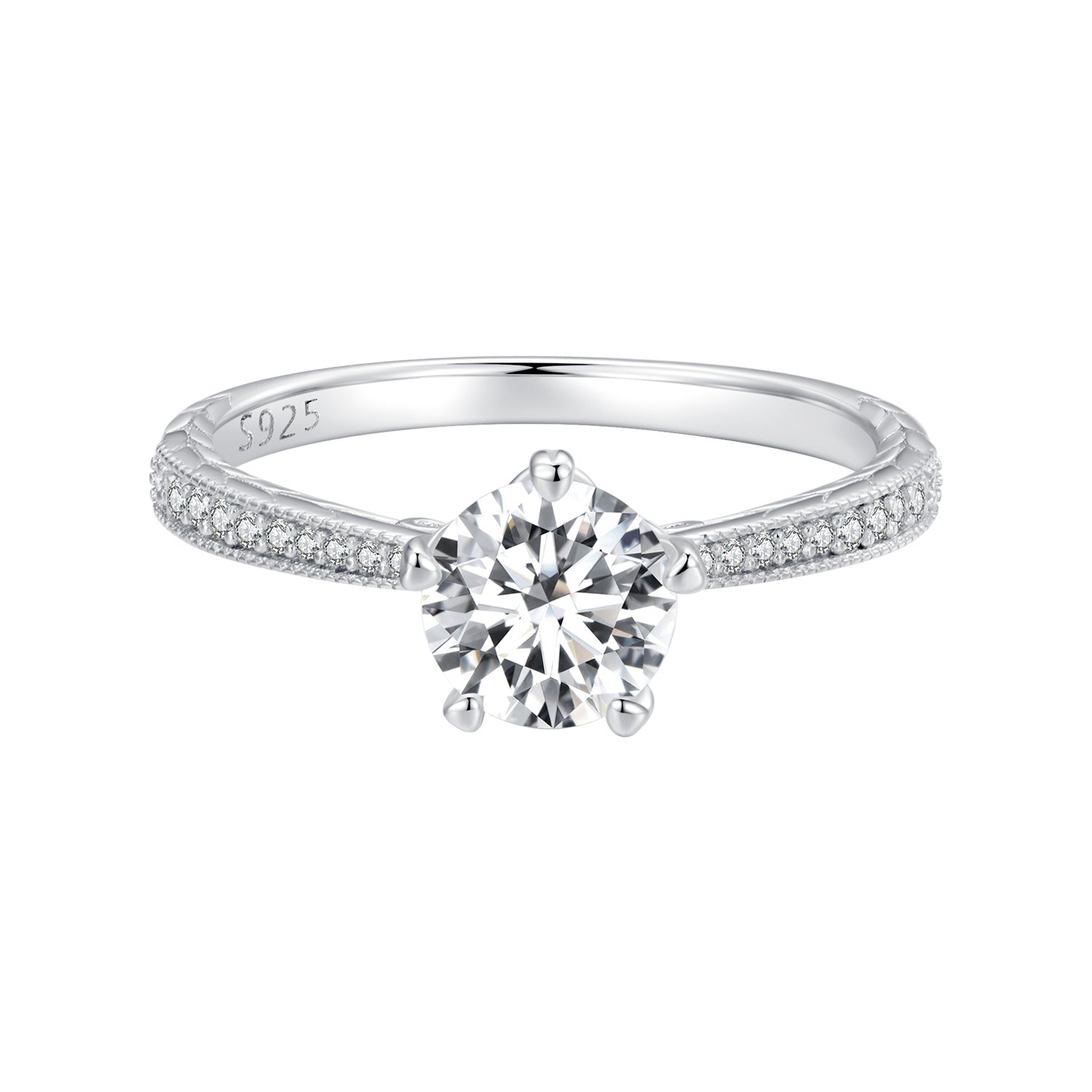 925 Sterling Silver Moissanite 0.8ct Ring Size 6 for Women
