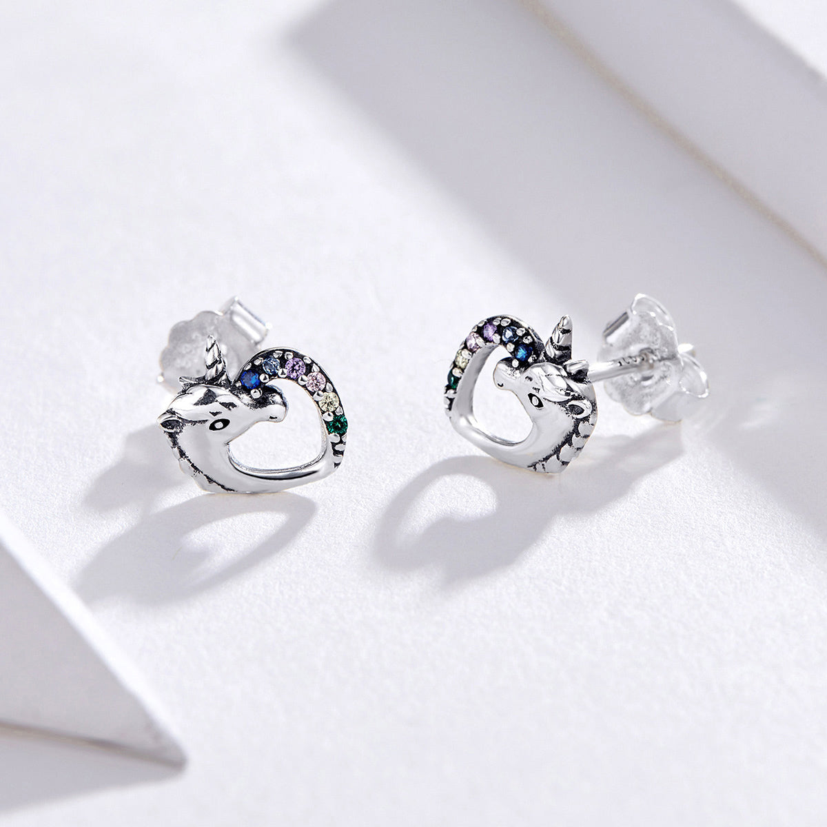 925 Sterling Silver Earrings with Oxidized Finish and Pavé Setting