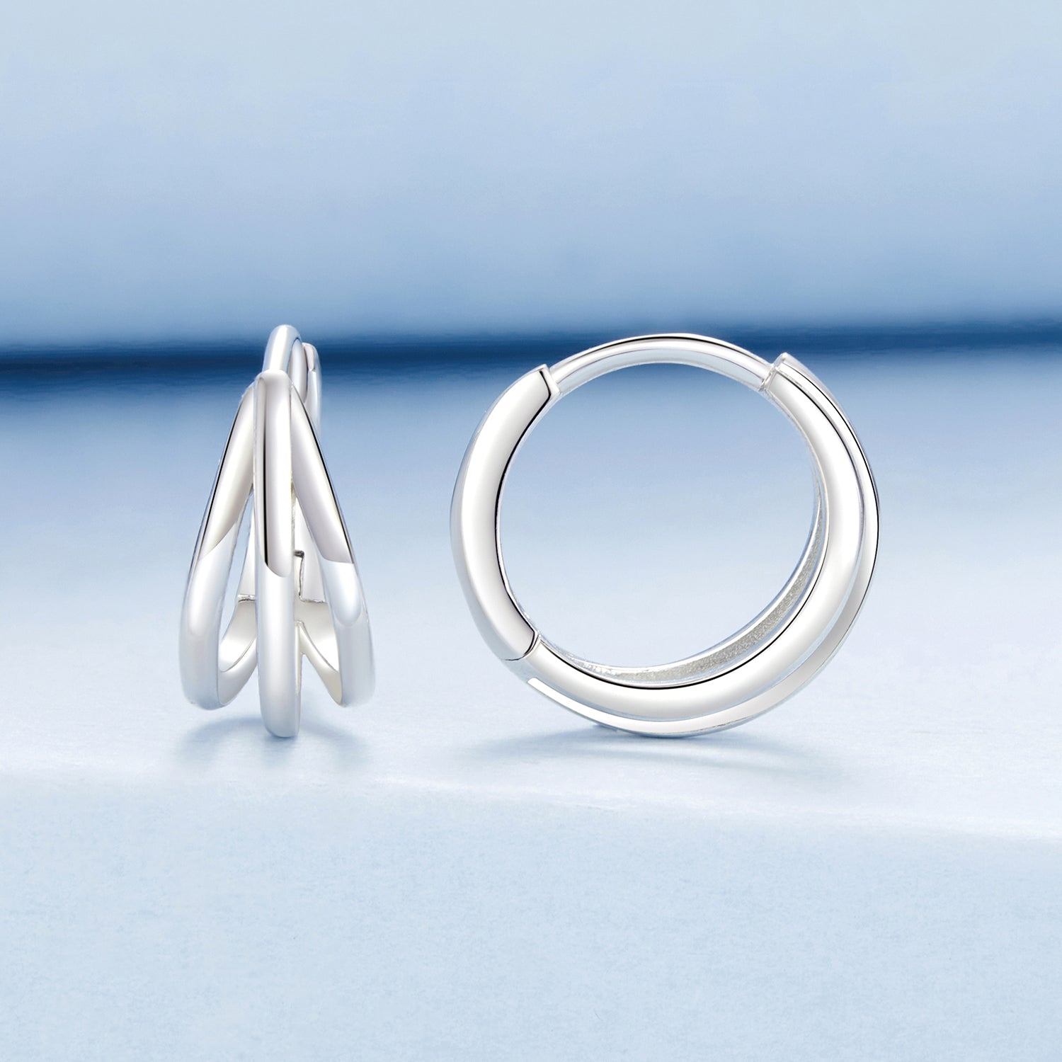 925 Sterling Silver Earrings with White Gold Plating, 1.3*0.6 cm, For Women