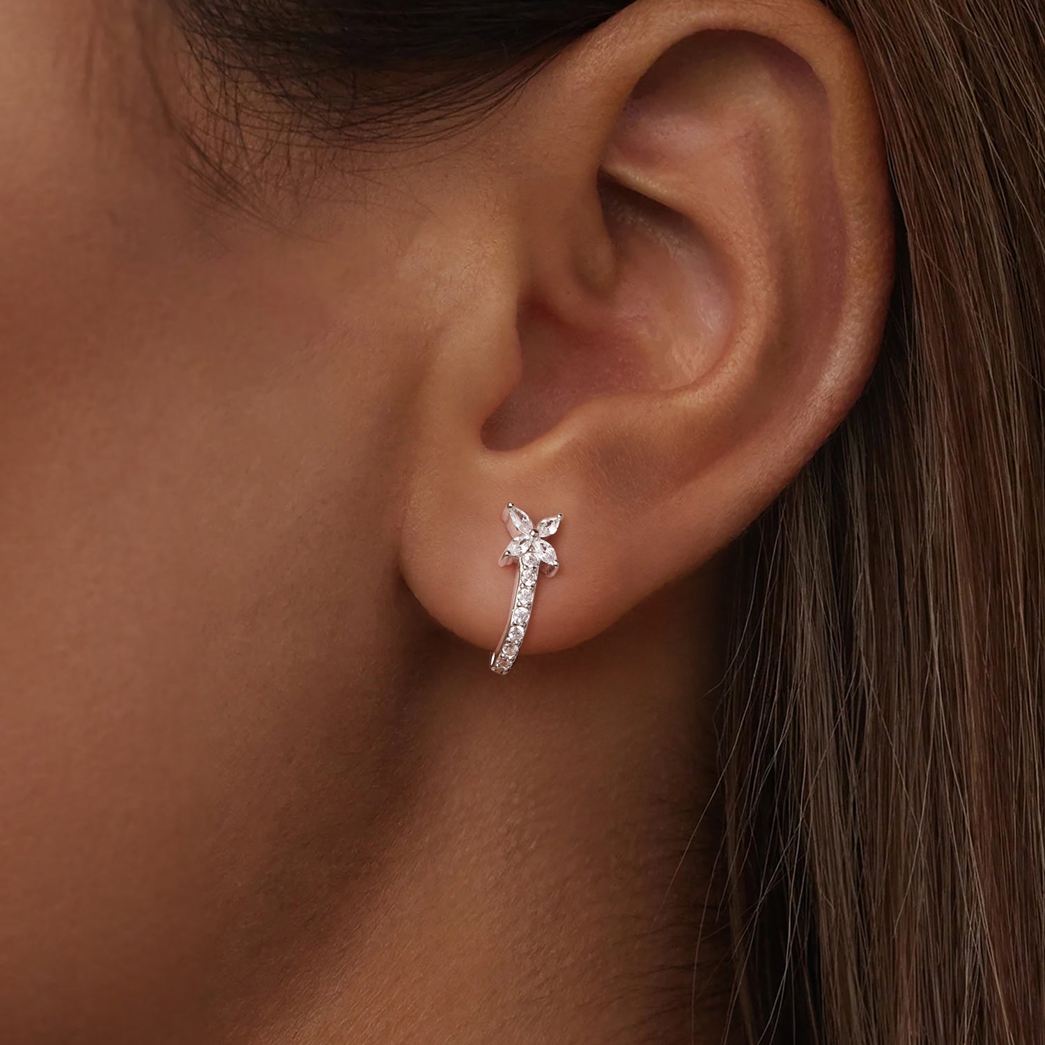 925 Sterling Silver White Gold Plated CZ Earrings for Women