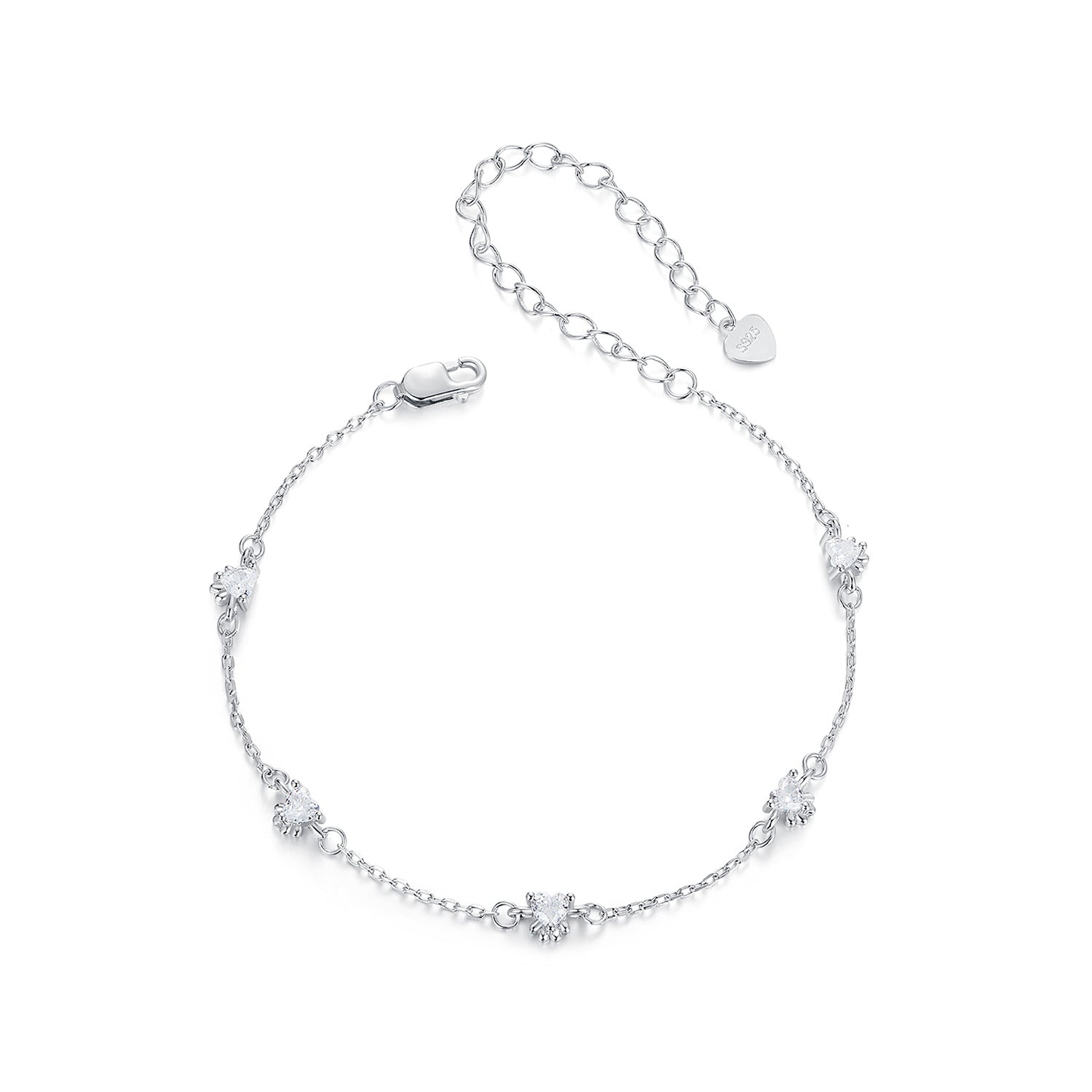 925 Sterling Silver Bracelet with Pavé Setting CZ and White Gold Plating