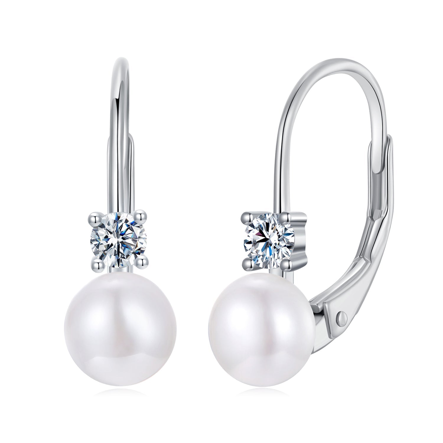 925 Sterling Silver & Moissanite 0.30 Carat Earring with Freshwater Pearl for Women