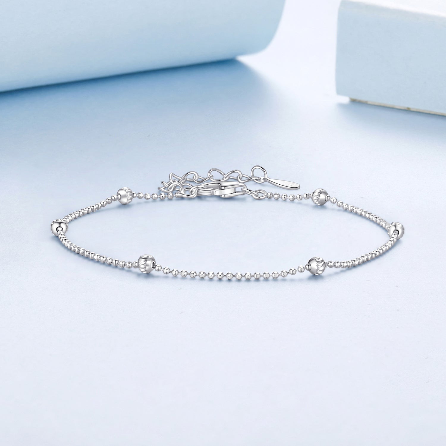 925 Sterling Silver & Plated White Gold Bracelet with Adjustable Length