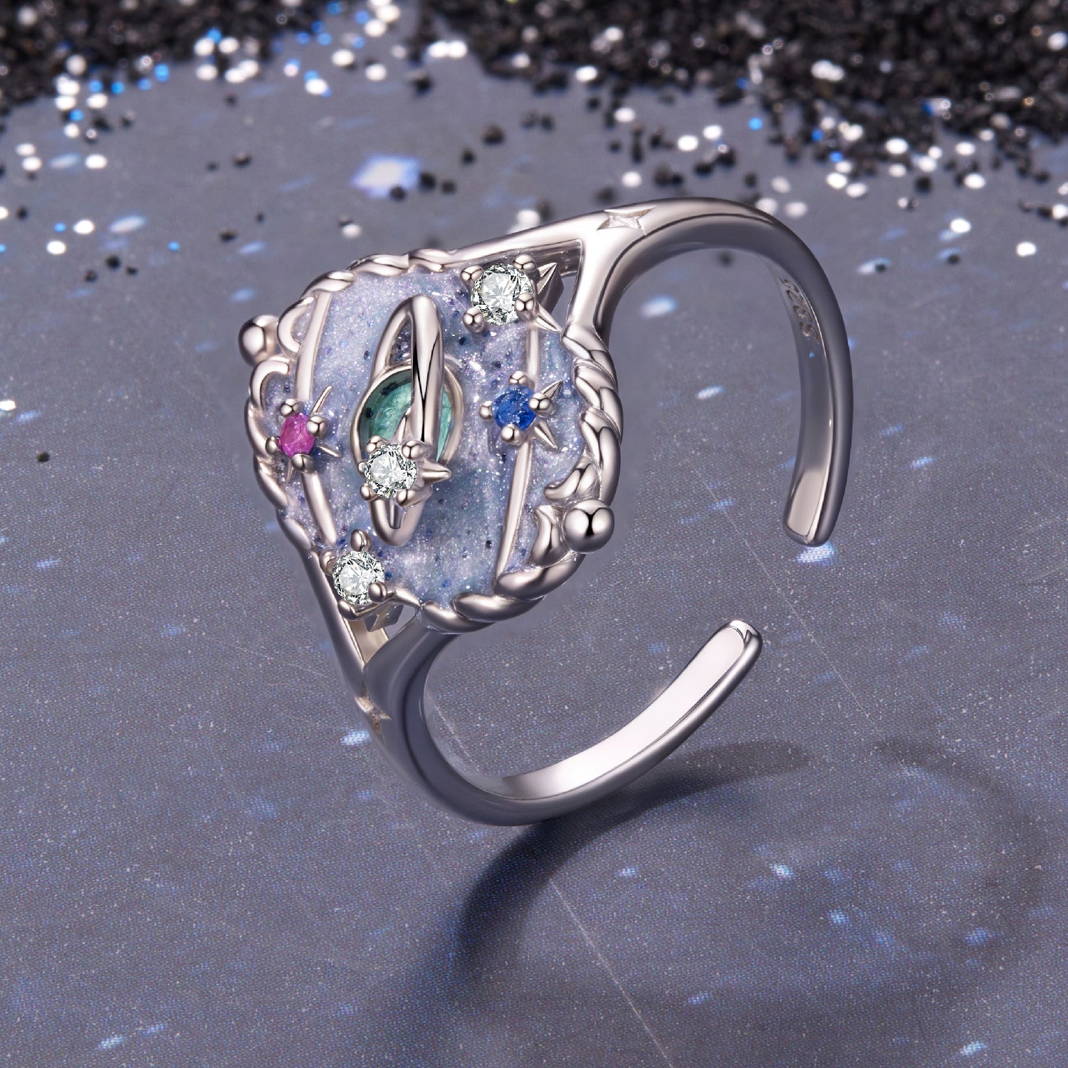925 Sterling Silver Pendant 1.5*1.2 cm with Enamel and CZ for Women