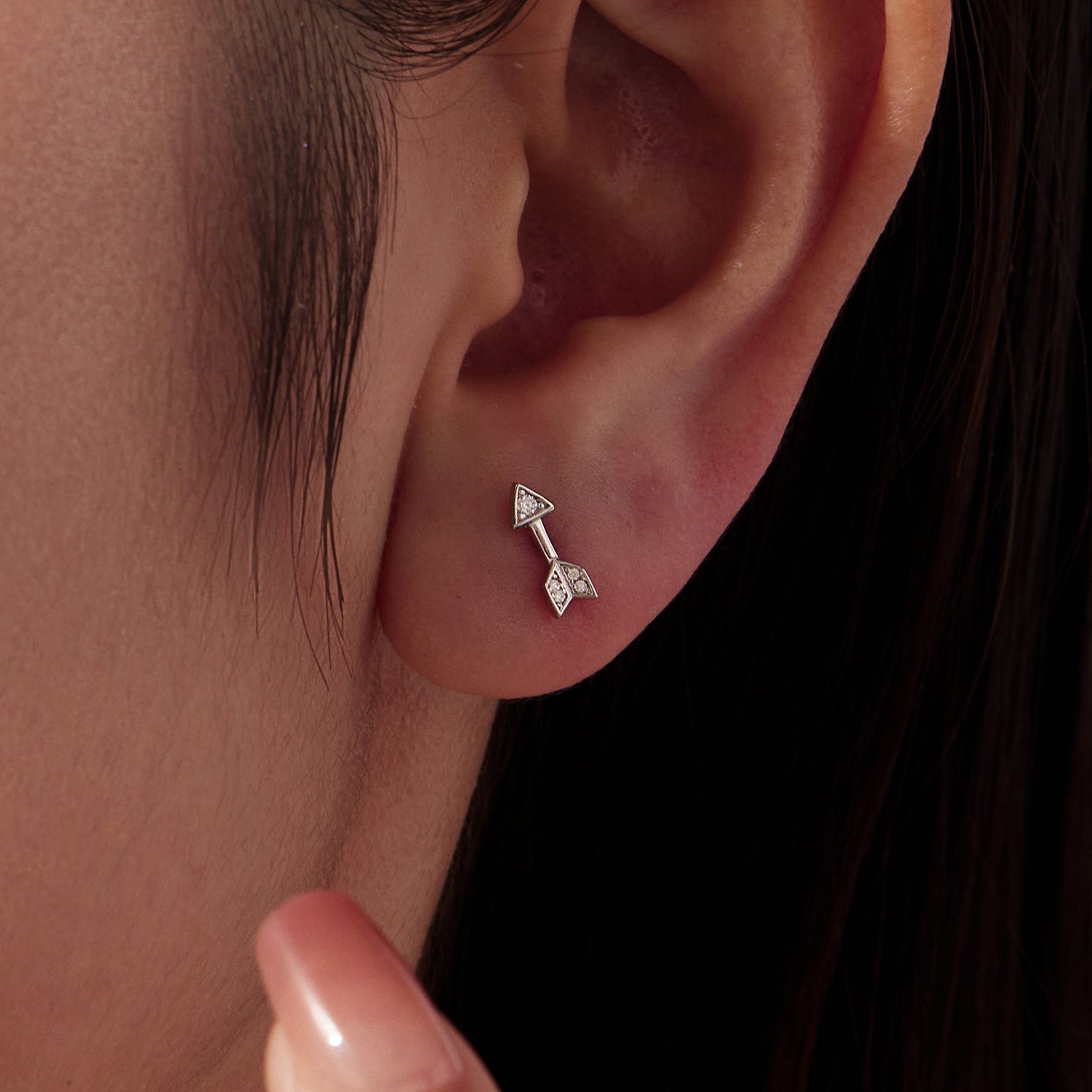 925 Sterling Silver 0.08ct and 0.12ct Moissanite Earrings in White Gold for Women