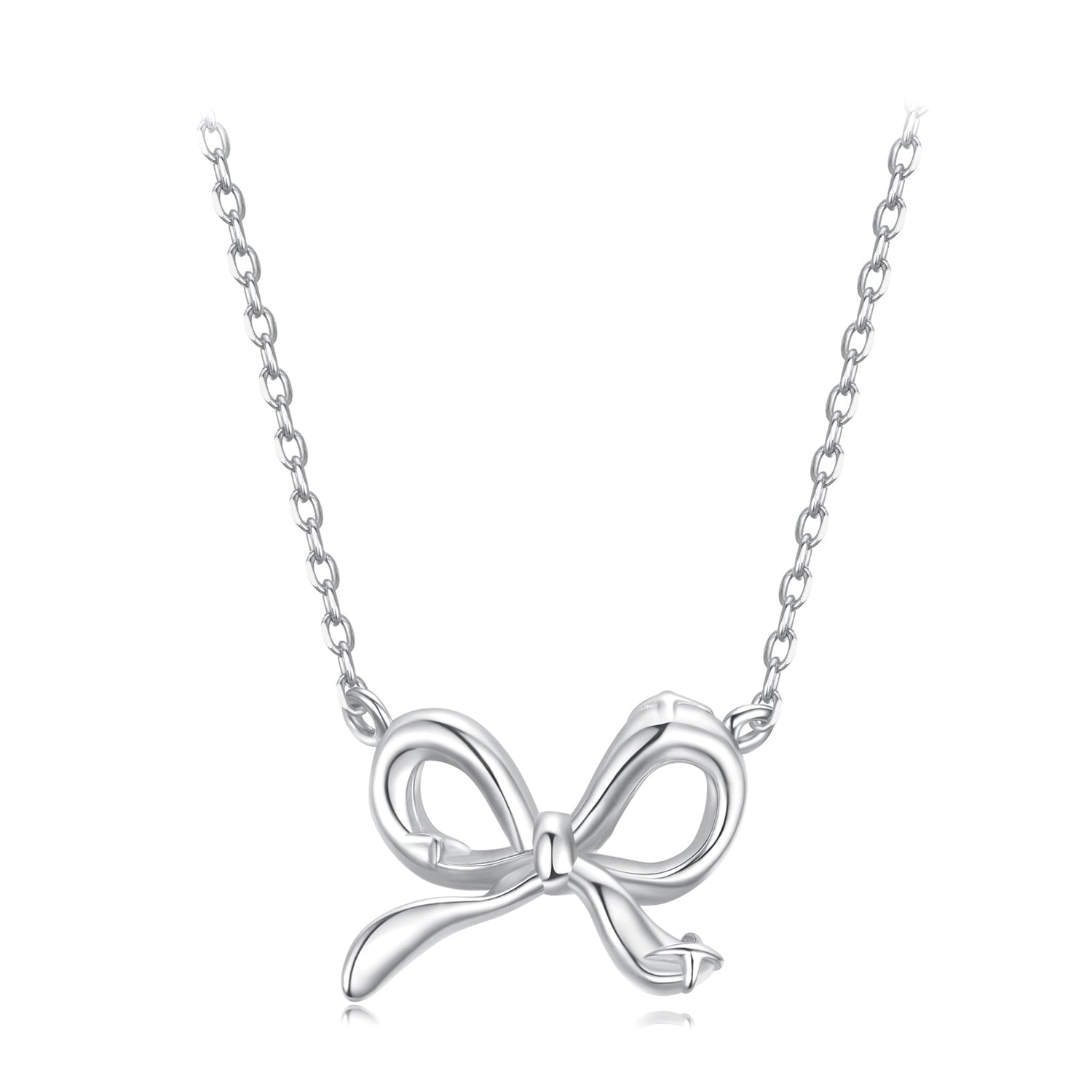925 Sterling Silver Plated White Gold 40+5cm Adjustable Necklace for Women