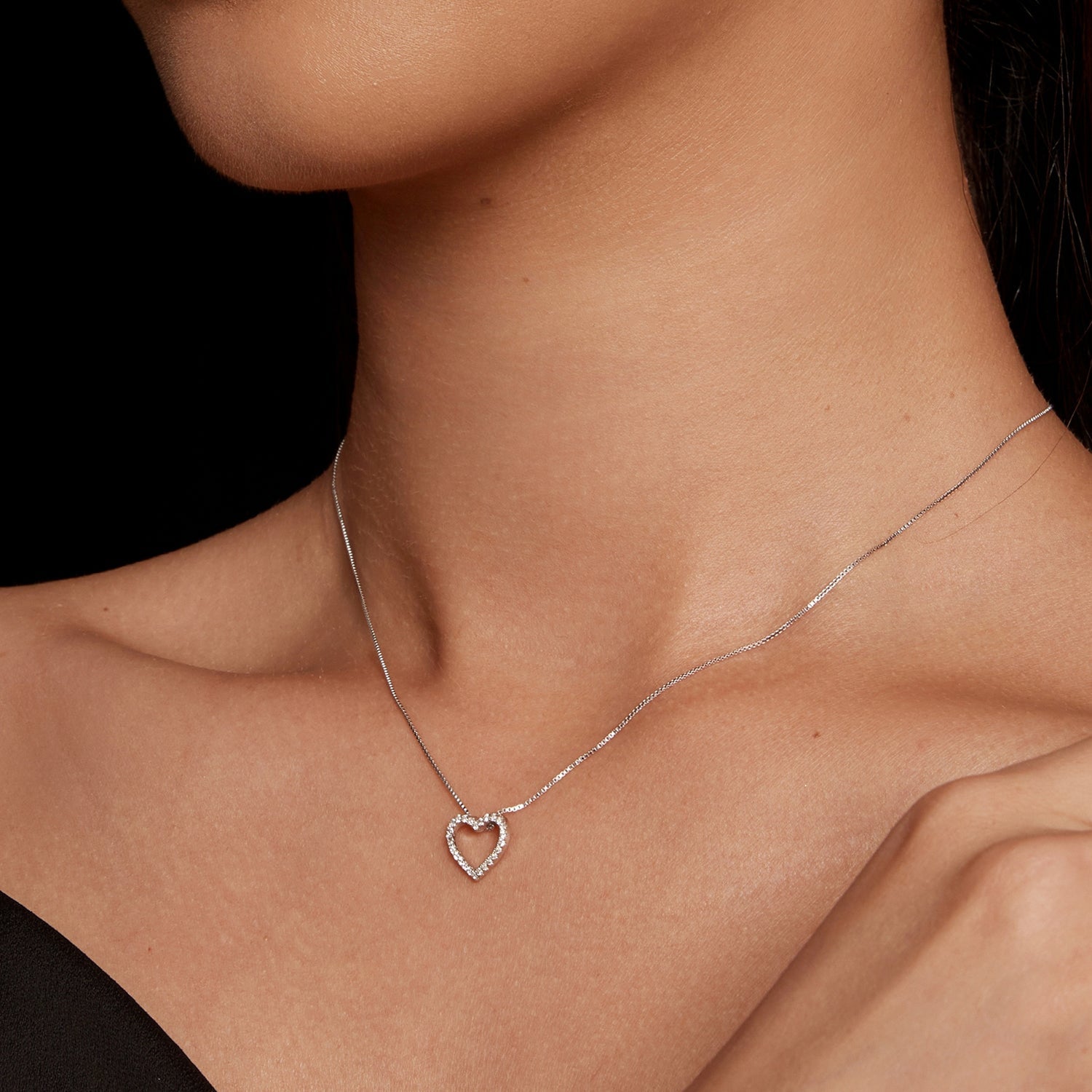 S925 Sterling Silver Necklace with Moissanite, 400mm + 50mm, Platinum Plated, Women