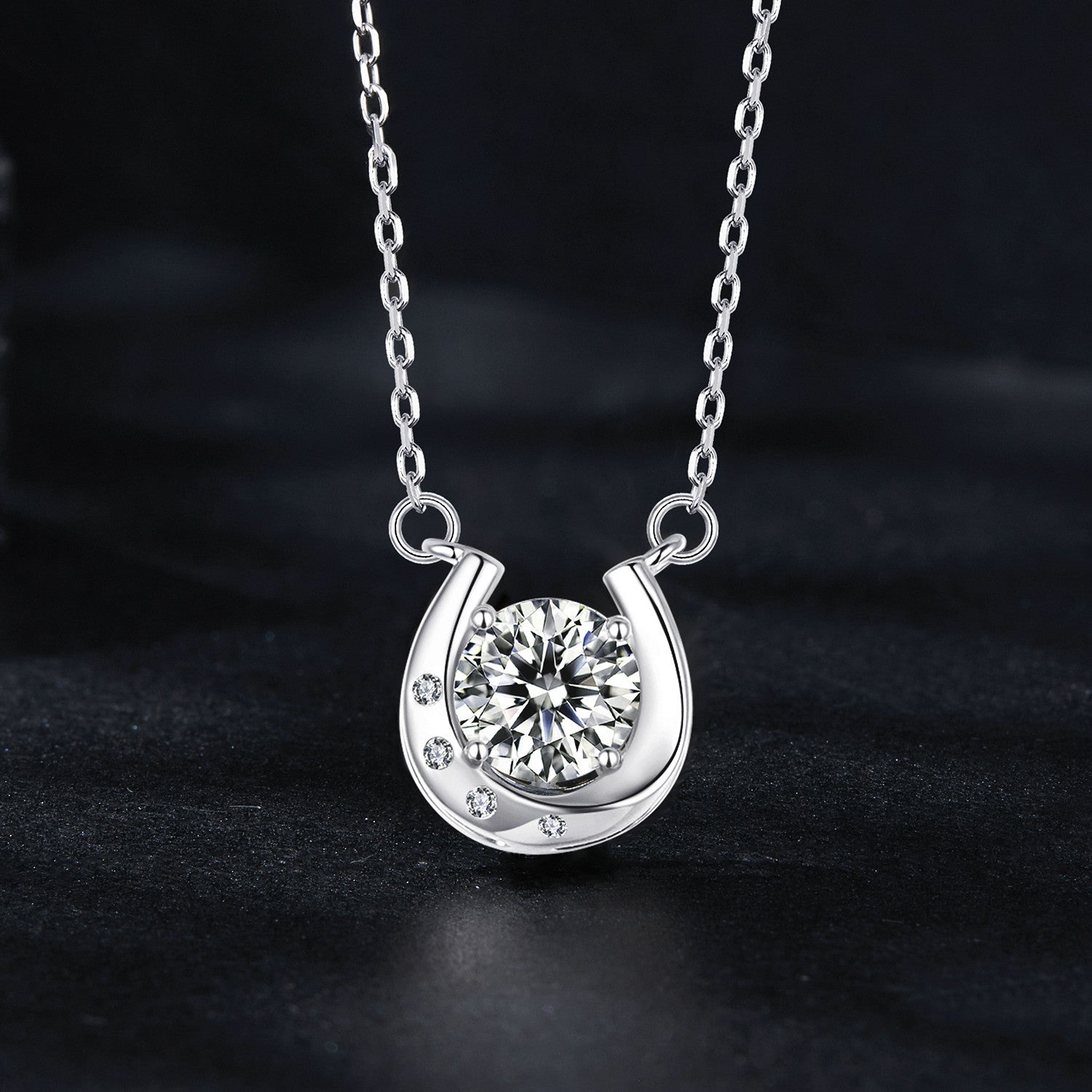 925 Sterling Silver Moissanite Necklace with Pavé Setting, 1 Carat, 400mm Length for Women