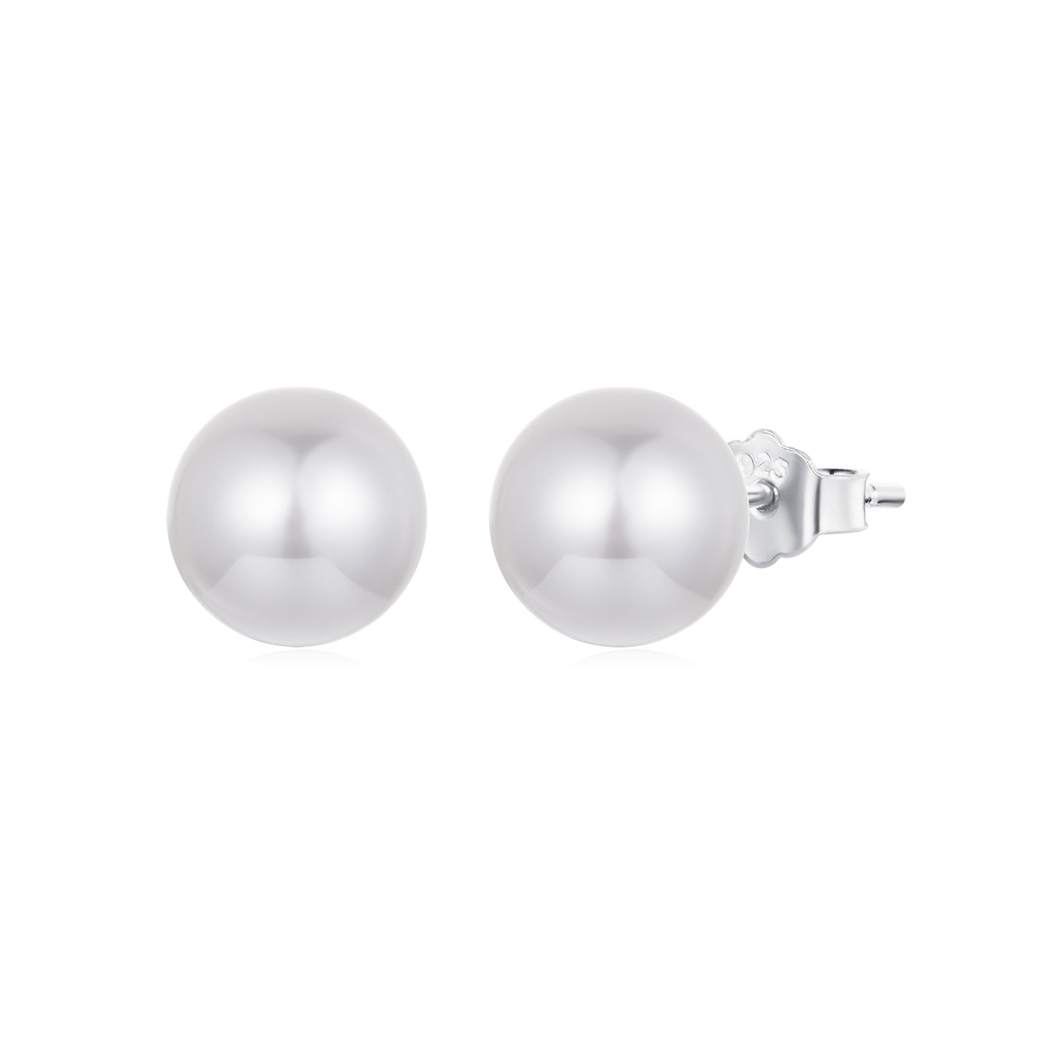 925 Sterling Silver Earrings with Quality Shell Pearl in White Gold Plating for Women