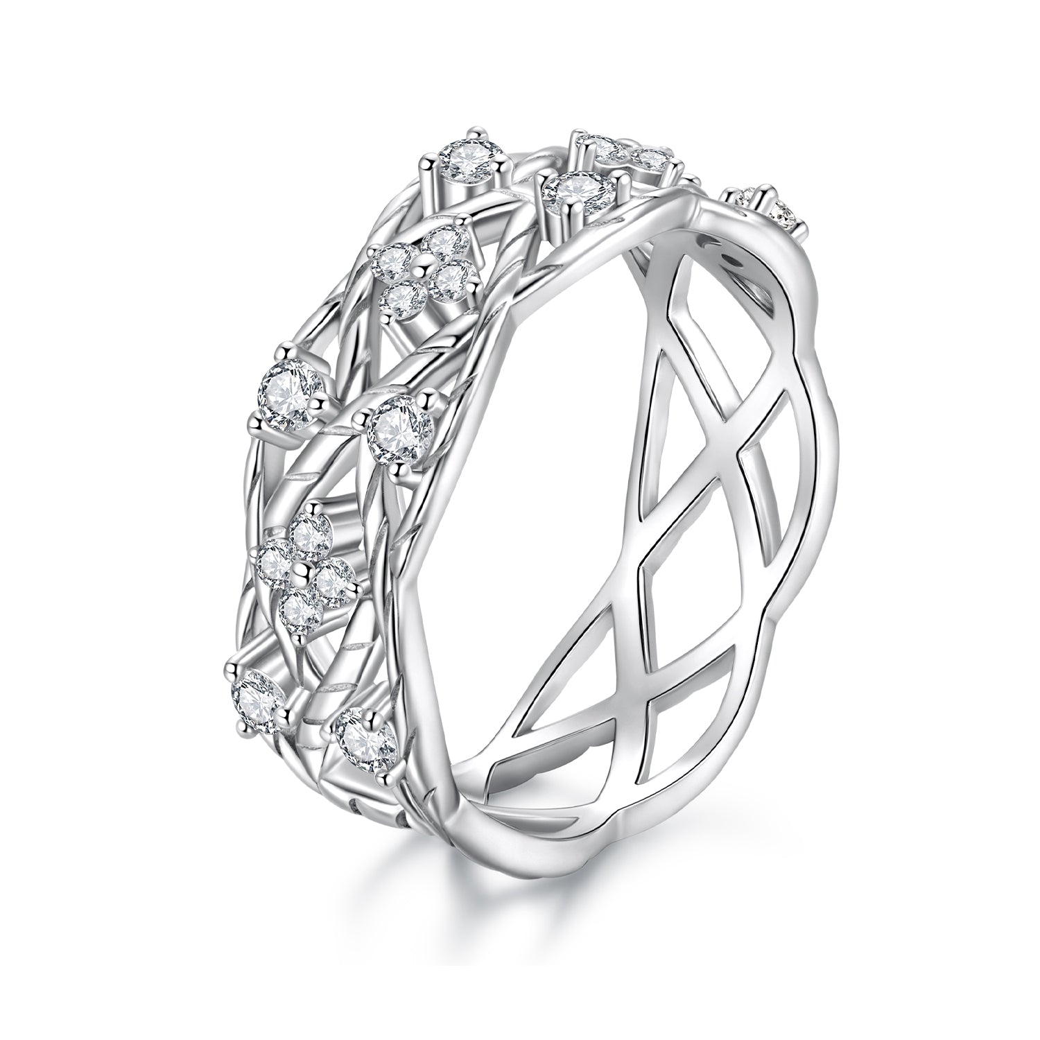 925 Sterling Silver 0.14 Carat Moissanite Ring in Size 8 for Women