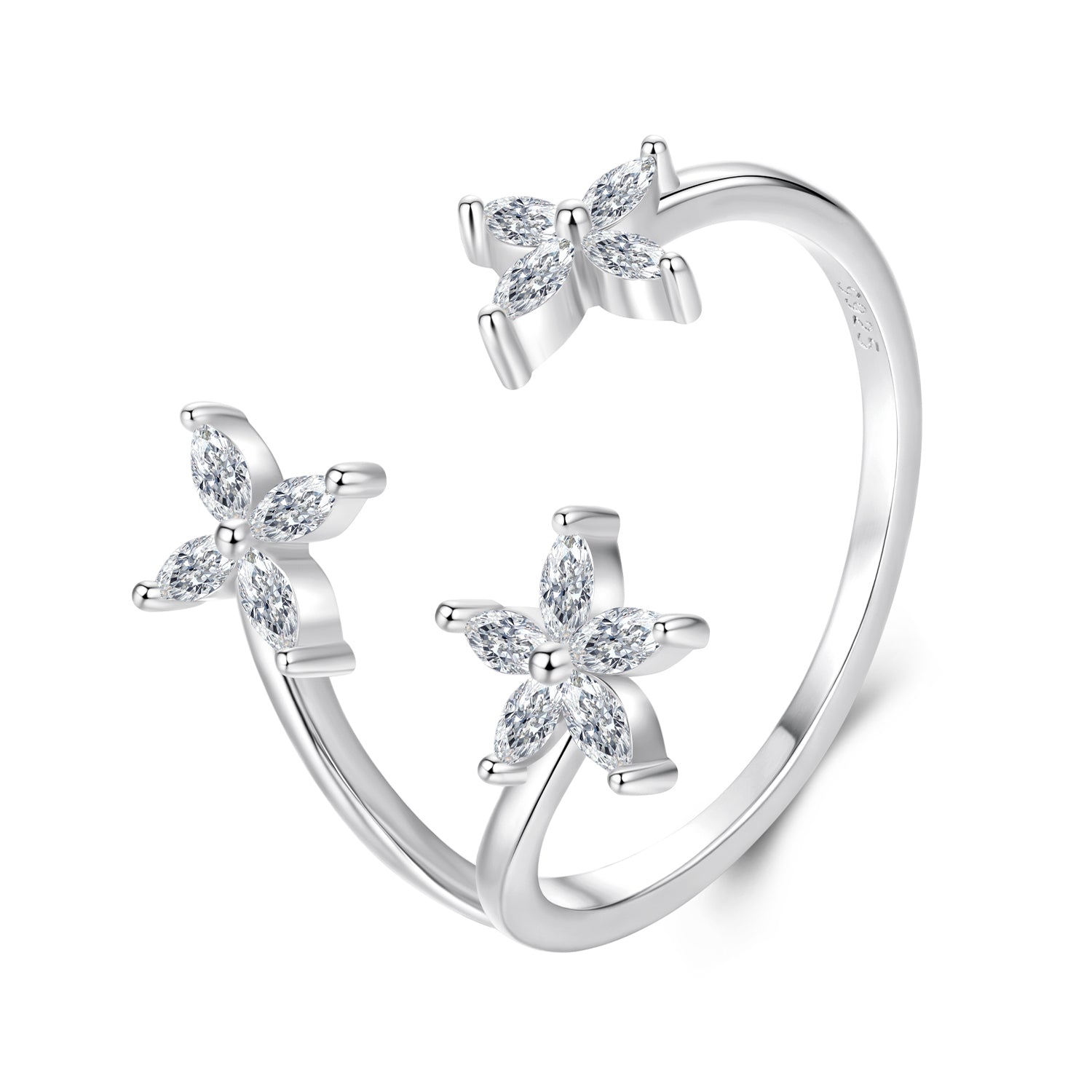 925 Sterling Silver Pavé Setting CZ White Gold Ring for Women