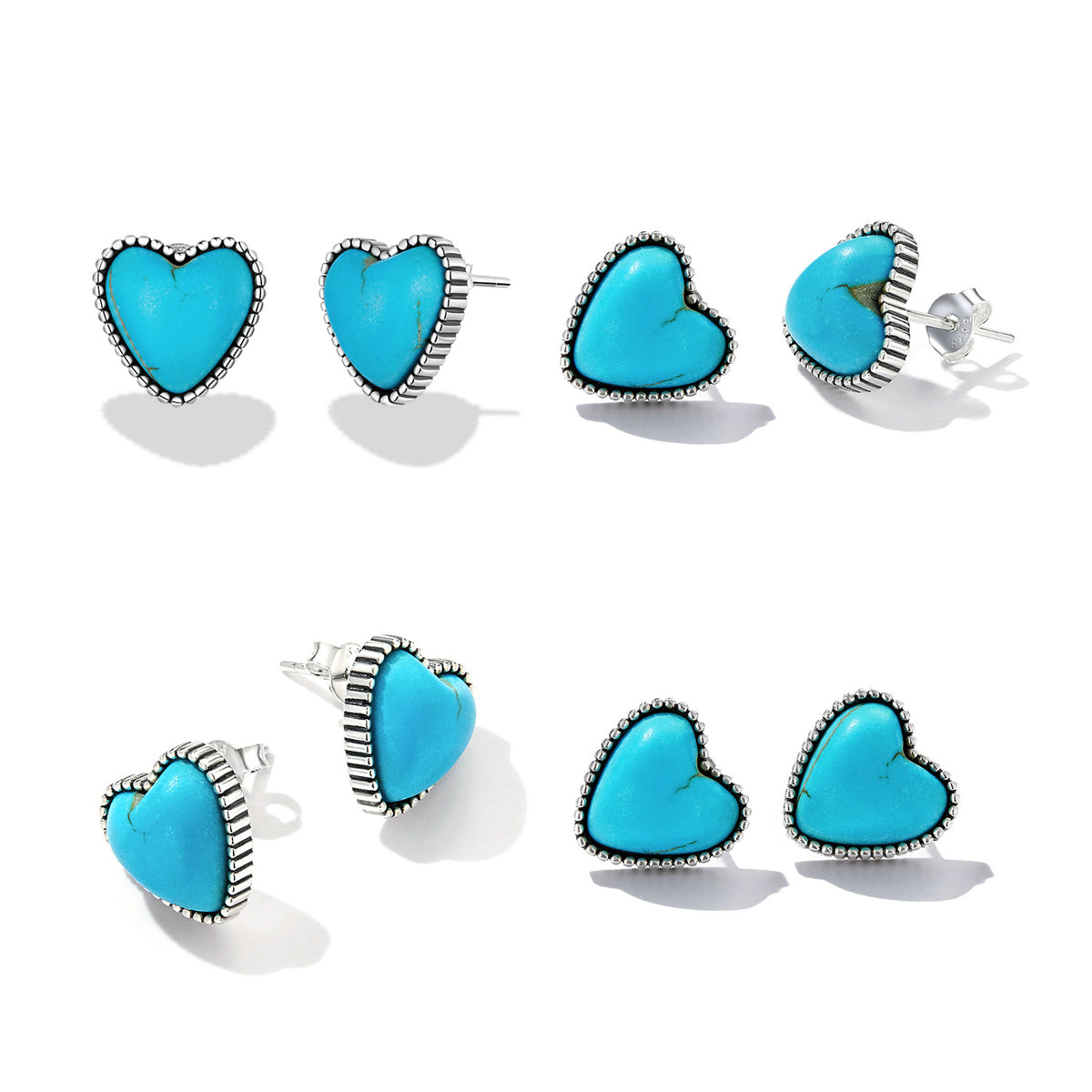 925 Sterling Silver Oxidized Turquoise Earrings for Women