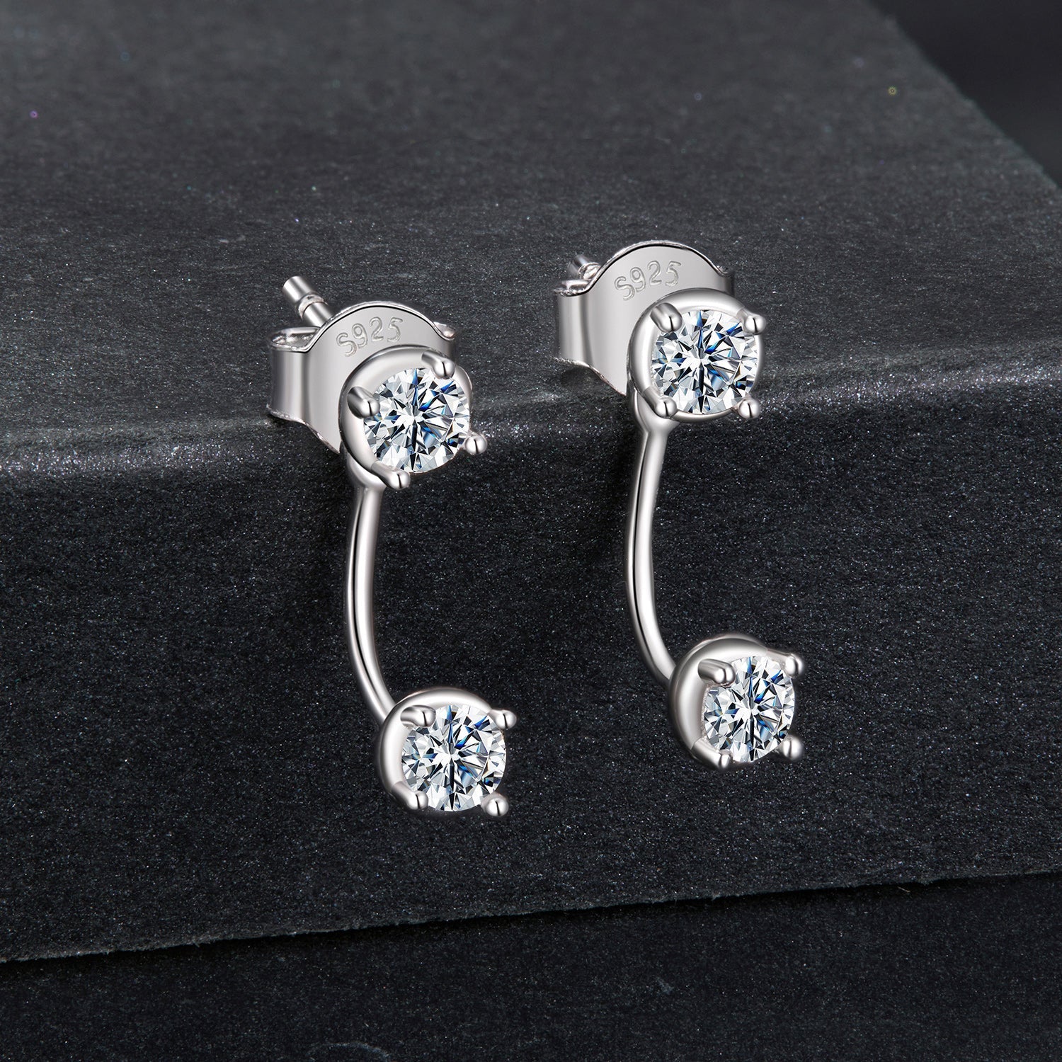925 Sterling Silver White Gold Plated Moissanite Earrings 0.1 Carat for Women