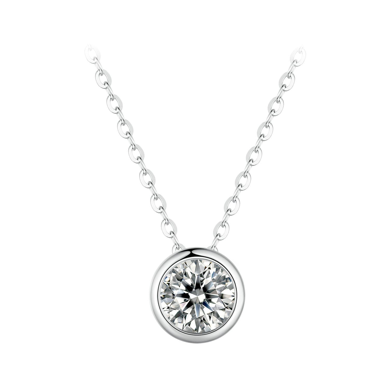 S925 Sterling Silver Moissanite Necklace 400mm with 1ct Moissanite for Women