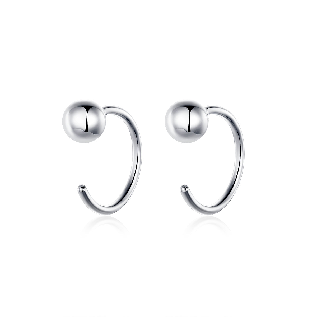 925 Sterling Silver Earrings with Plated Platinum, 1cm Diameter for Women