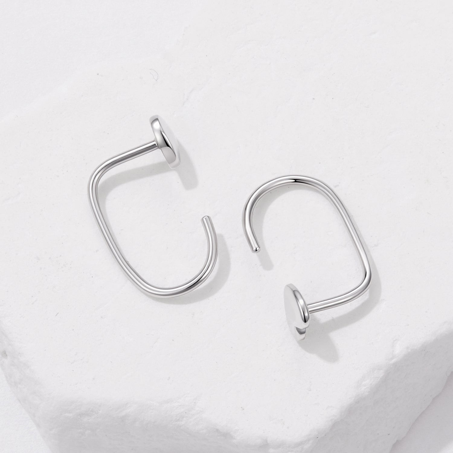 925 Silver White Gold Plated 1.4cm Brass Earrings for Women