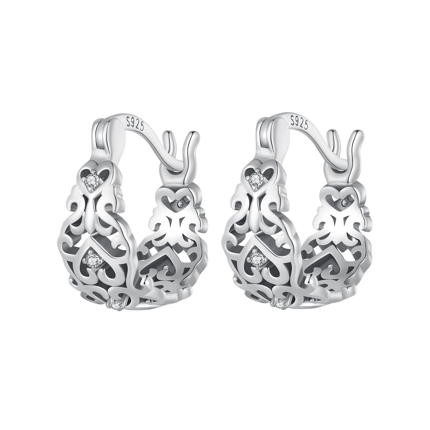 925 Sterling Silver Earrings with Pavé Setting CZ