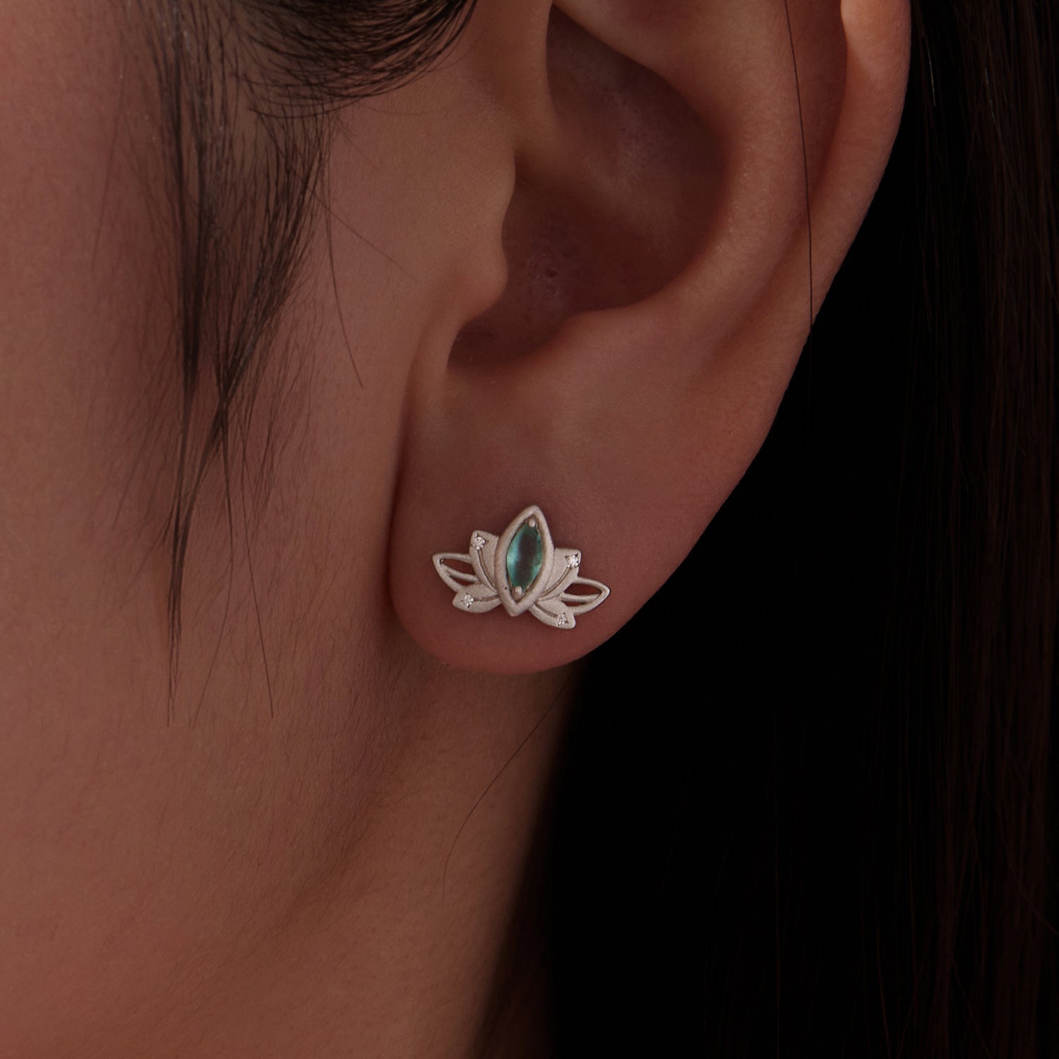 925 Sterling Silver Earrings with Pavé CZ and White Gold Plating, Size 0.9*1.3 cm for Women