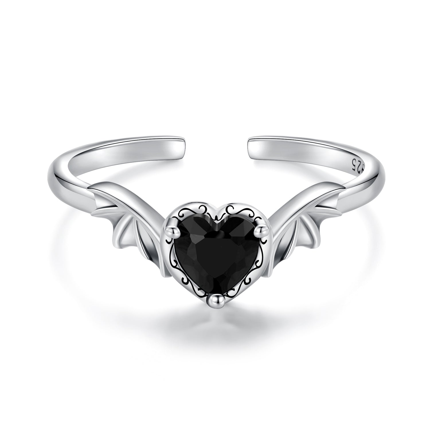 925 Sterling Silver Oxidized Pendant CZ Ring