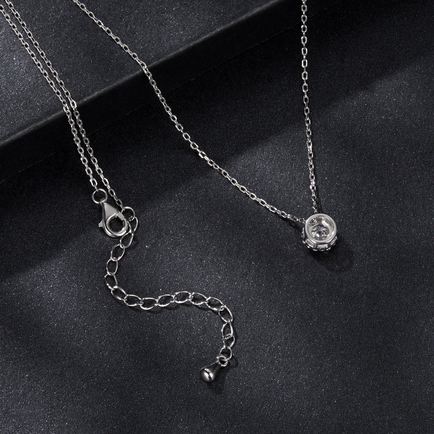 925 Sterling Silver Moissanite Necklace 40+5cm with Pavé Setting for Women