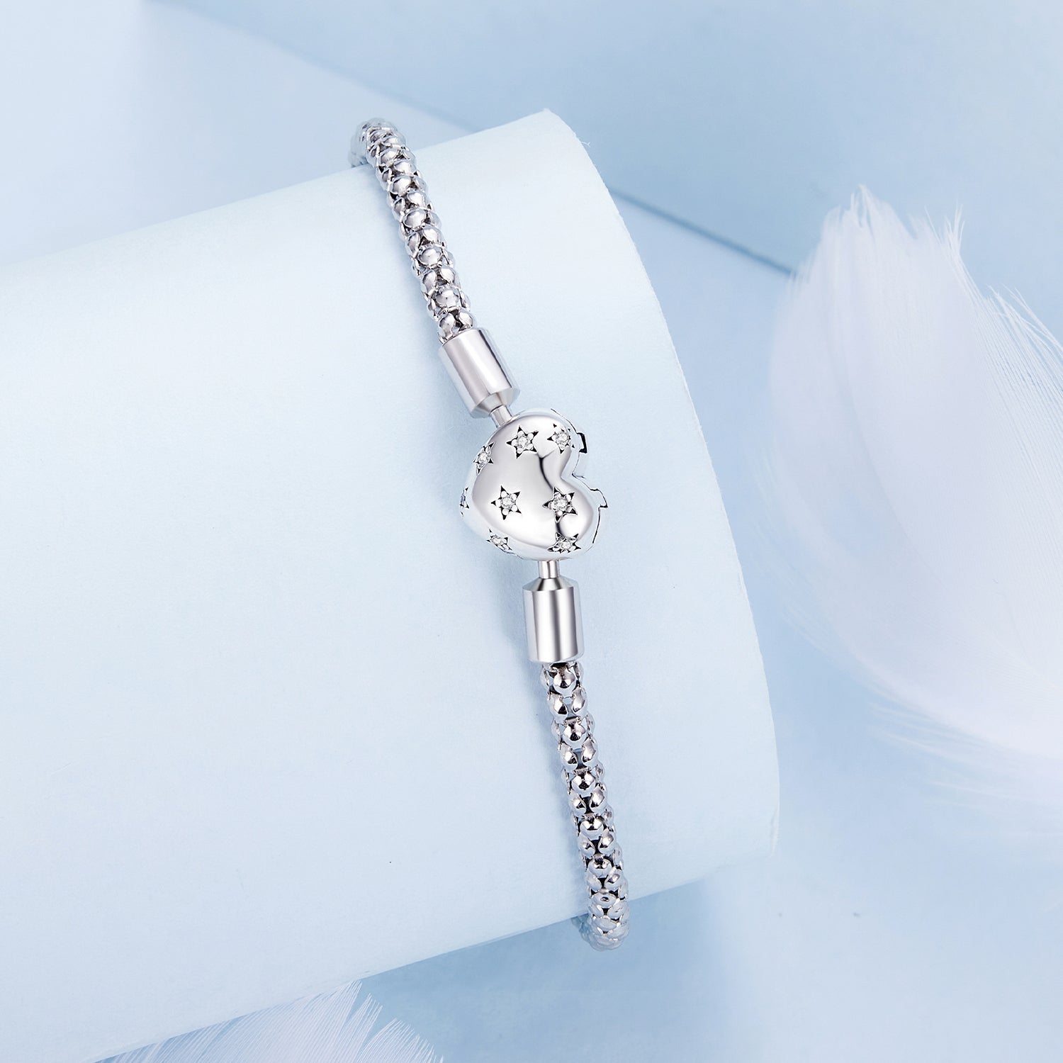 925 Sterling Silver Oxidized Silver Bracelets 17.0 Size with CZ for Women