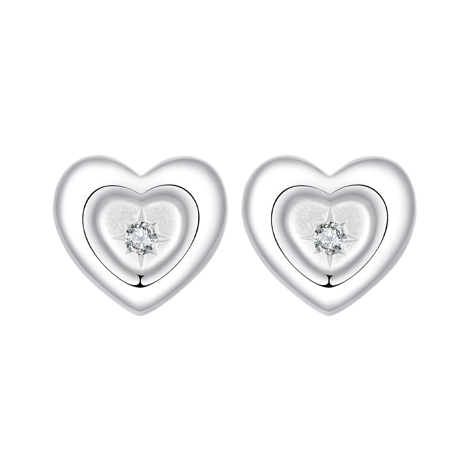 925 Sterling Silver White Gold Plated CZ Earrings
