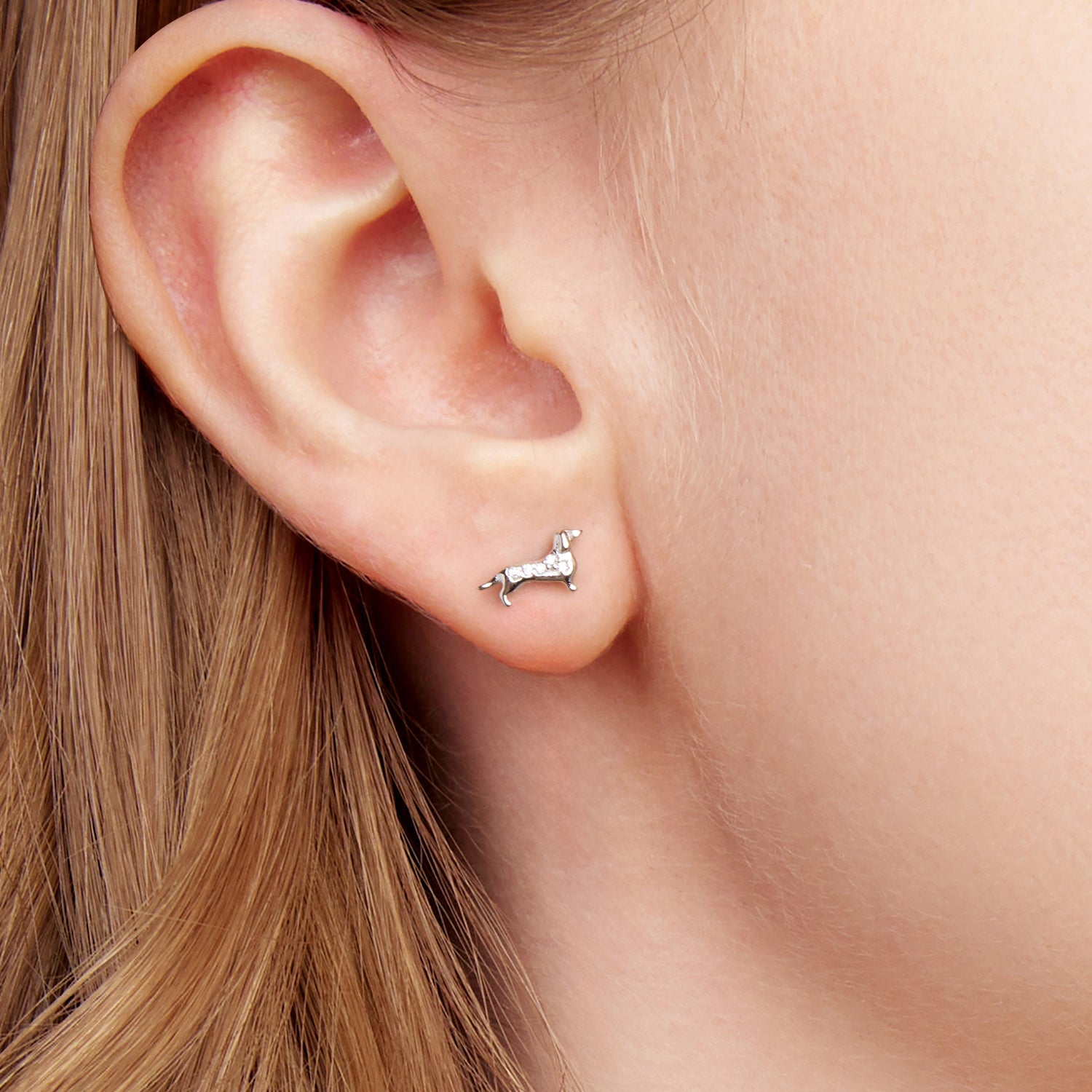 925 Sterling Silver Earrings with Pavé Setting and White Gold Plating for Women