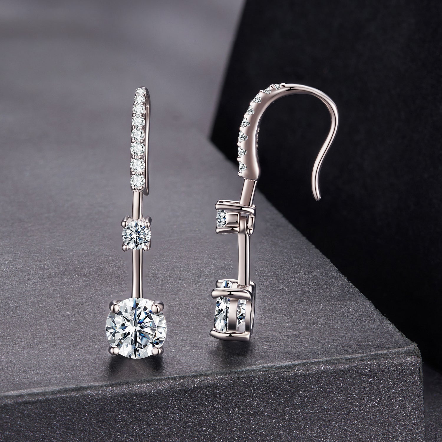925 Sterling Silver Moissanite 1.00 Carat Earrings for Women