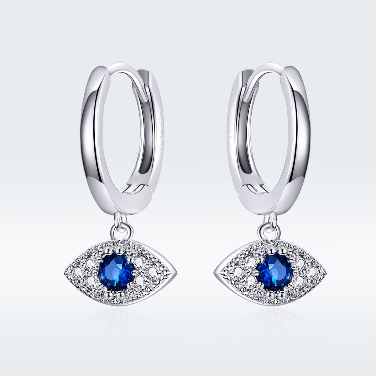 S925 Platinum Plated Pavé Setting CZ Earrings - 1.9*1cm - Women's Jewelry