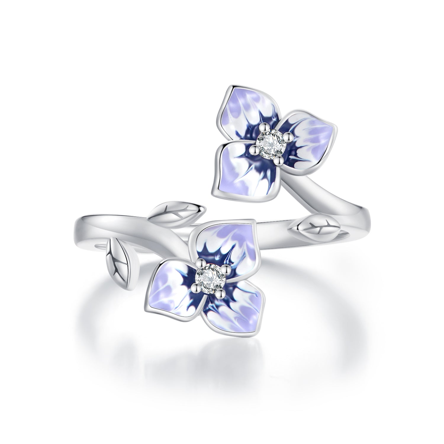 S925 Sterling Silver Enamel CZ Pavé Setting Ring for Women