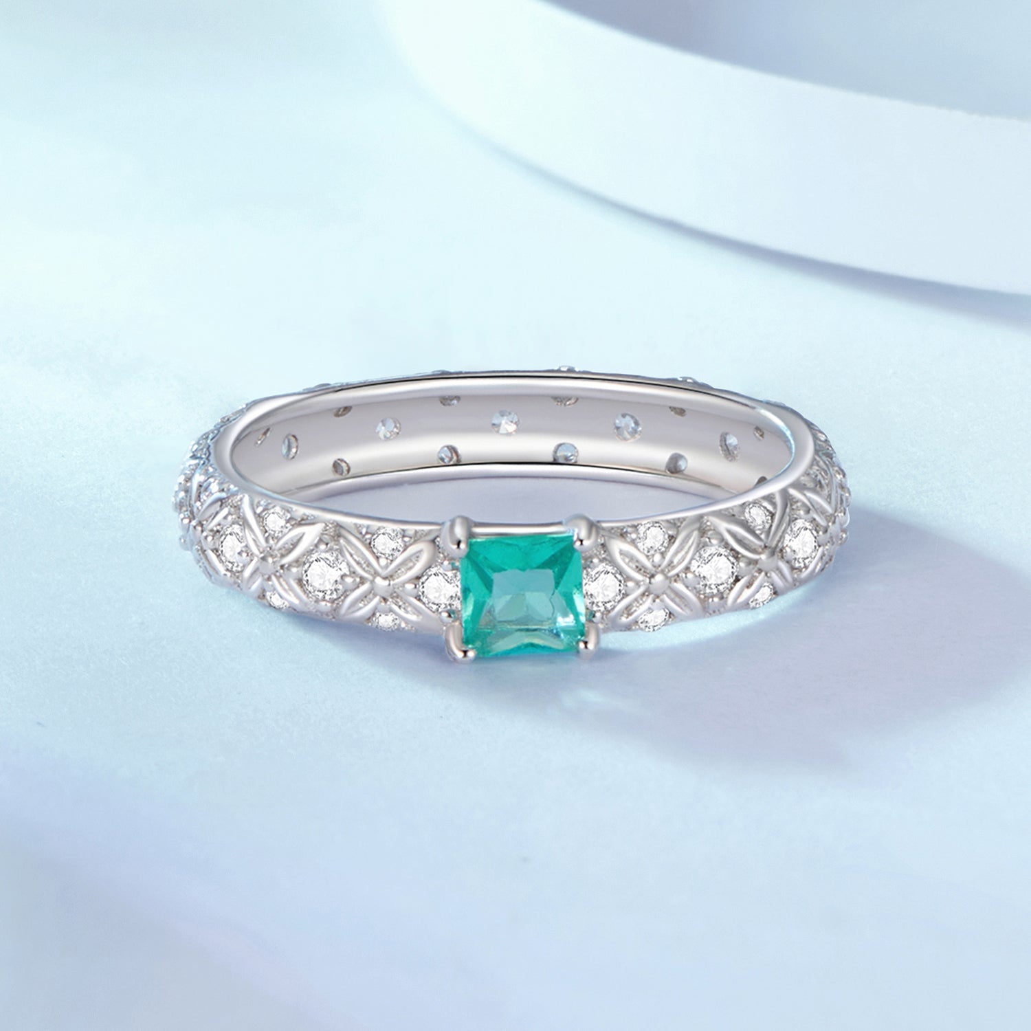 925 Sterling Silver Pavé Set CZ Ring in Size 6 for Women
