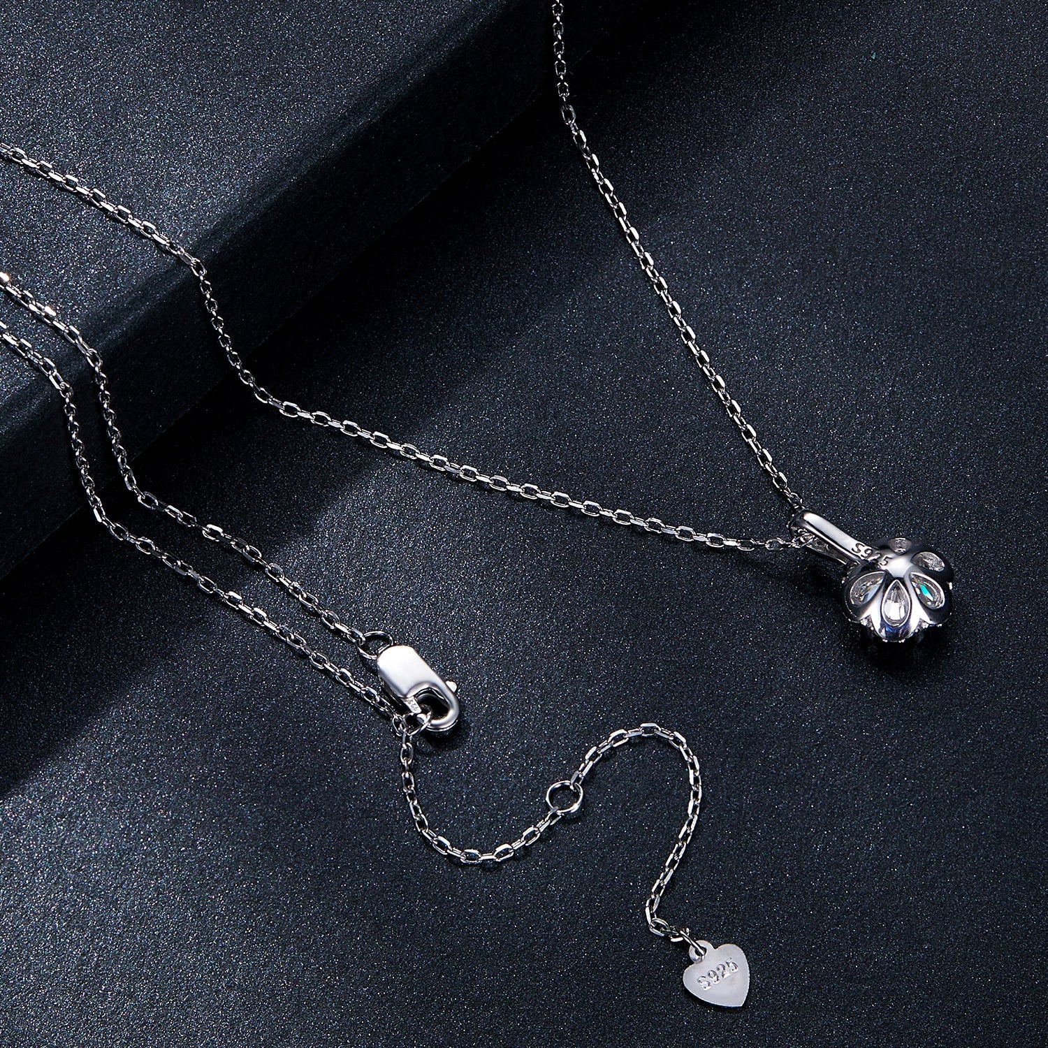 925 Sterling Silver Moissanite Pendant Necklace for Women - 45cm