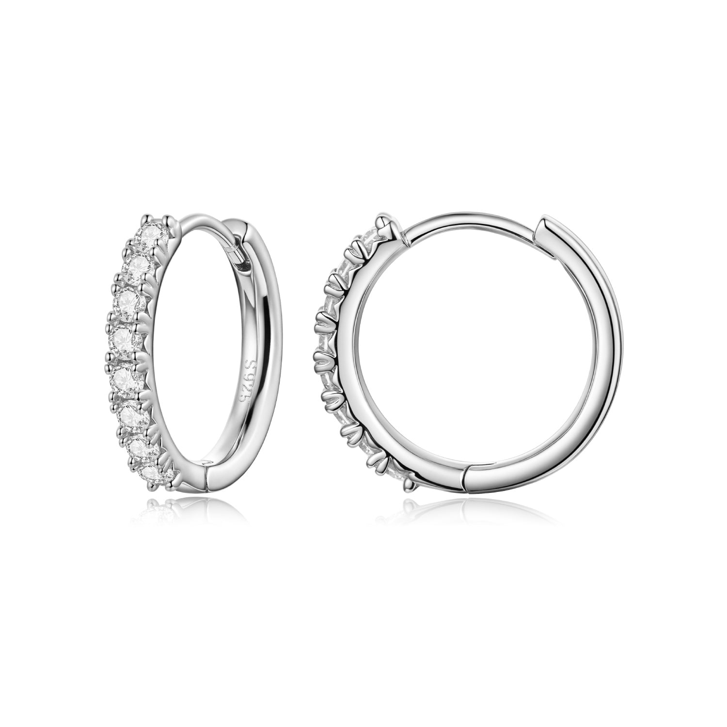925 Sterling Silver Moissanite 0.03ct White Gold Plated Earrings 1.6cm for Women