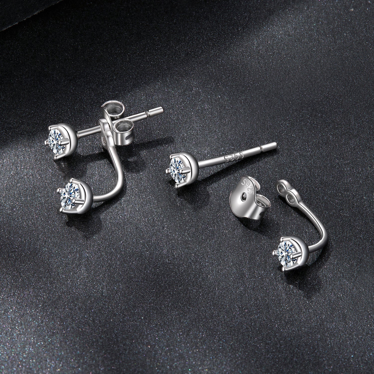 925 Sterling Silver White Gold Plated Moissanite Earrings 0.1 Carat for Women
