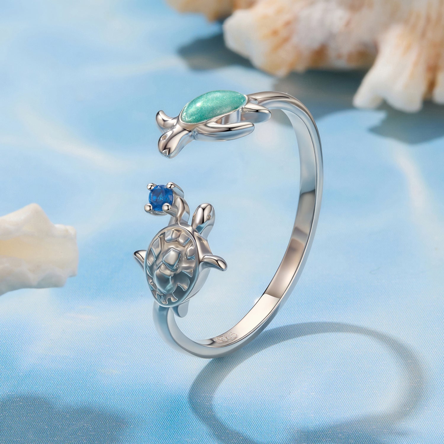 925 Sterling Silver Enamel White Gold Plated Ring for Women