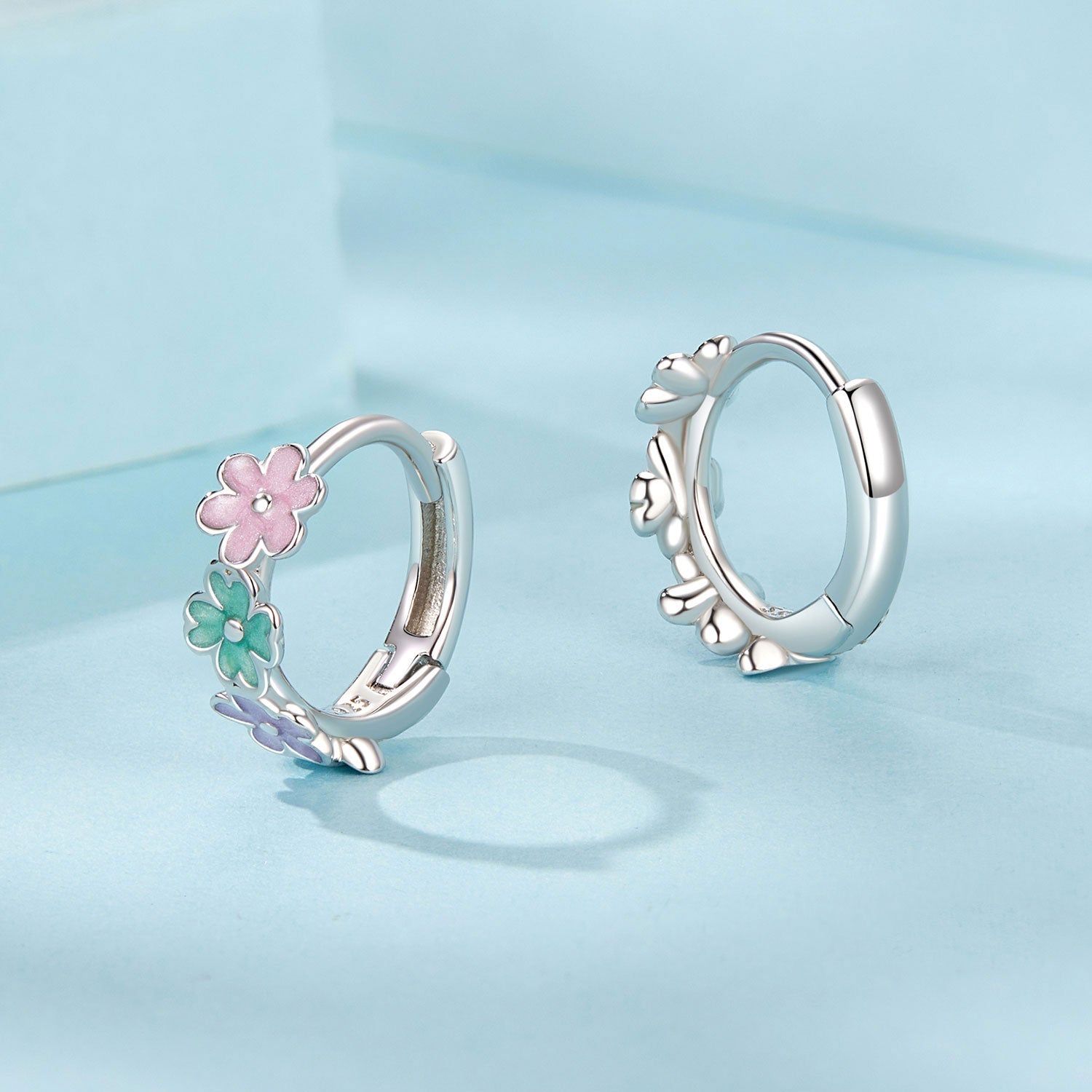 925 Sterling Silver Enamel White Gold Plated Earrings for Women