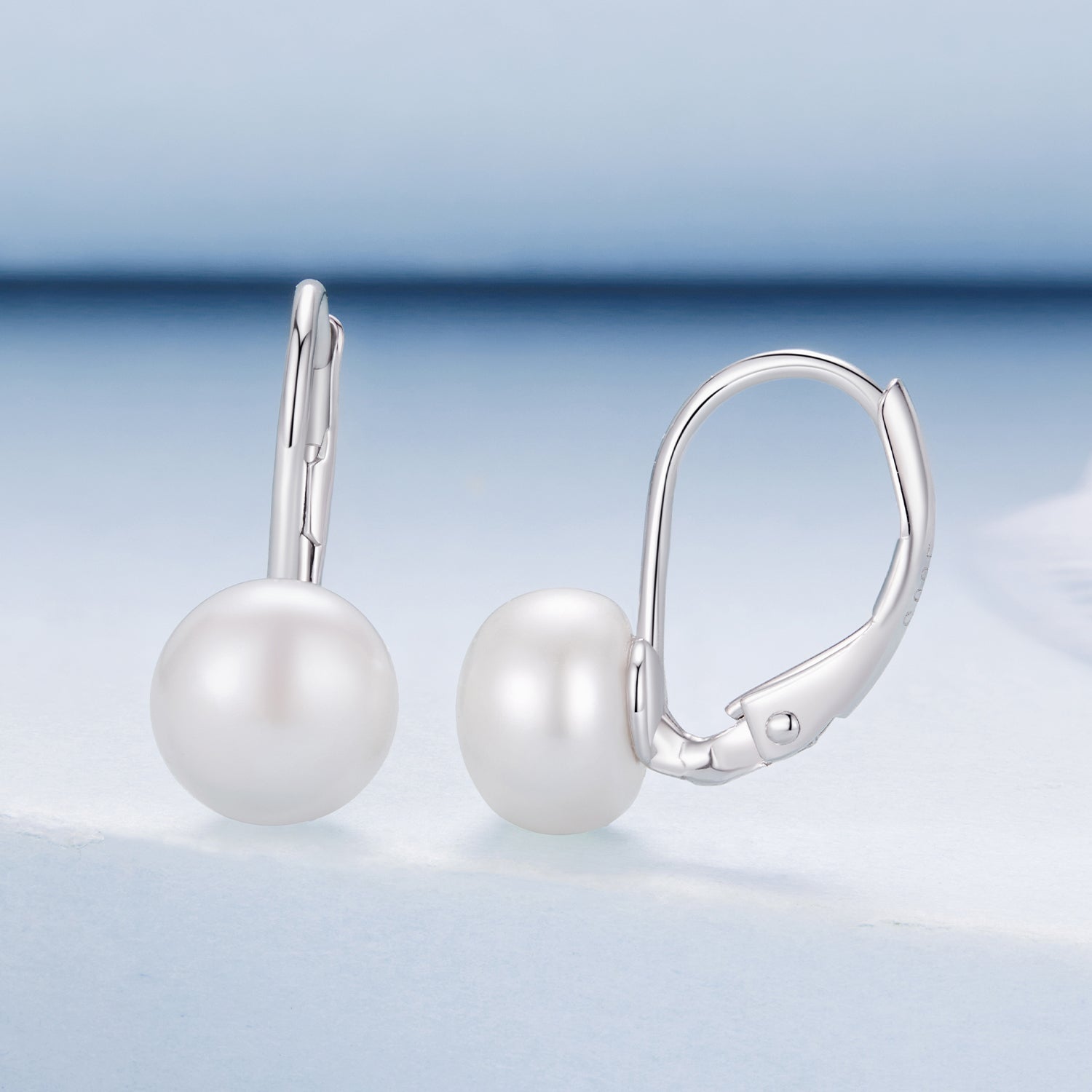 925 Sterling Silver White Gold Plated Freshwater Pearl Earrings for Women