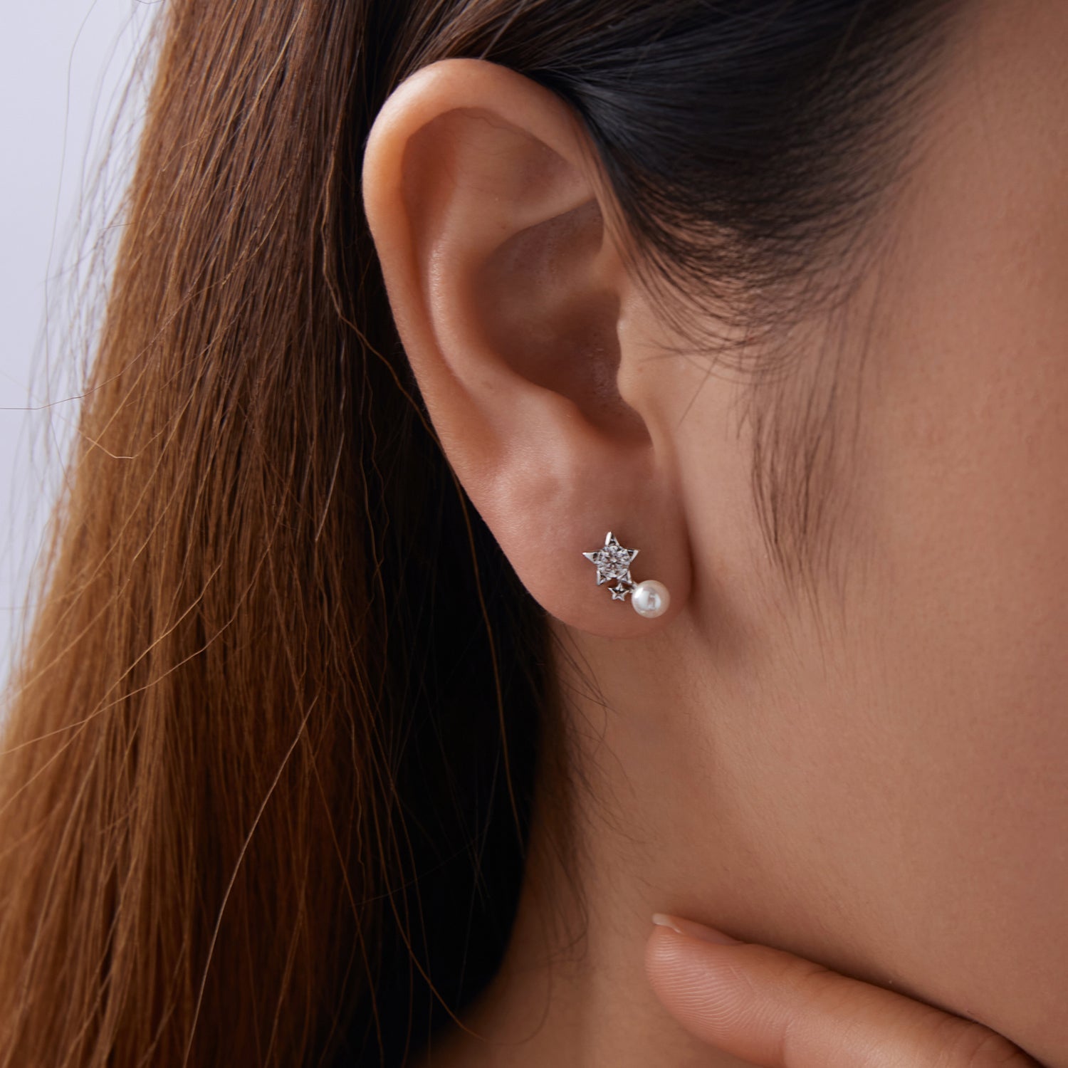 925 Sterling Silver 0.20 Carat Moissanite Earrings with Synthetic Pearl for Women