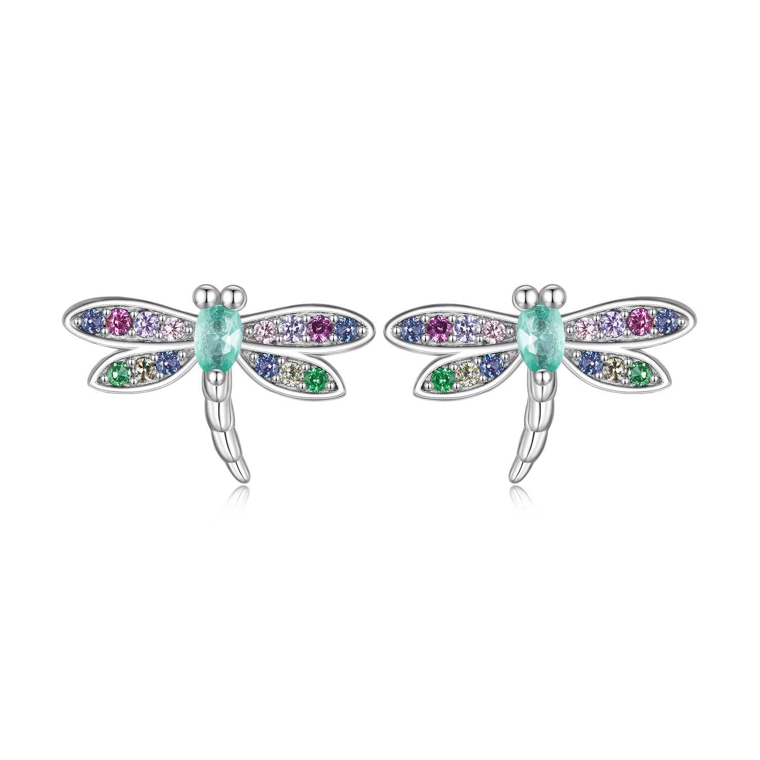 925 Sterling Silver Earrings with Pavé CZ and Transparent Glass