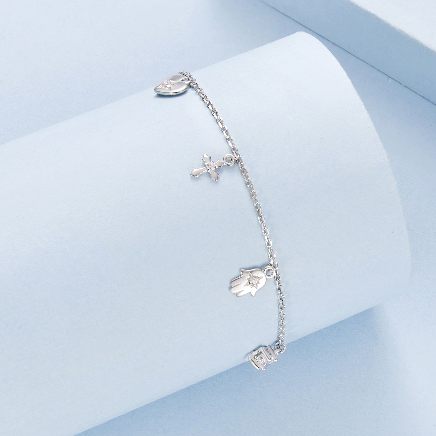 925 Sterling Silver Bracelet with Plated White Gold and Pavé Setting CZ